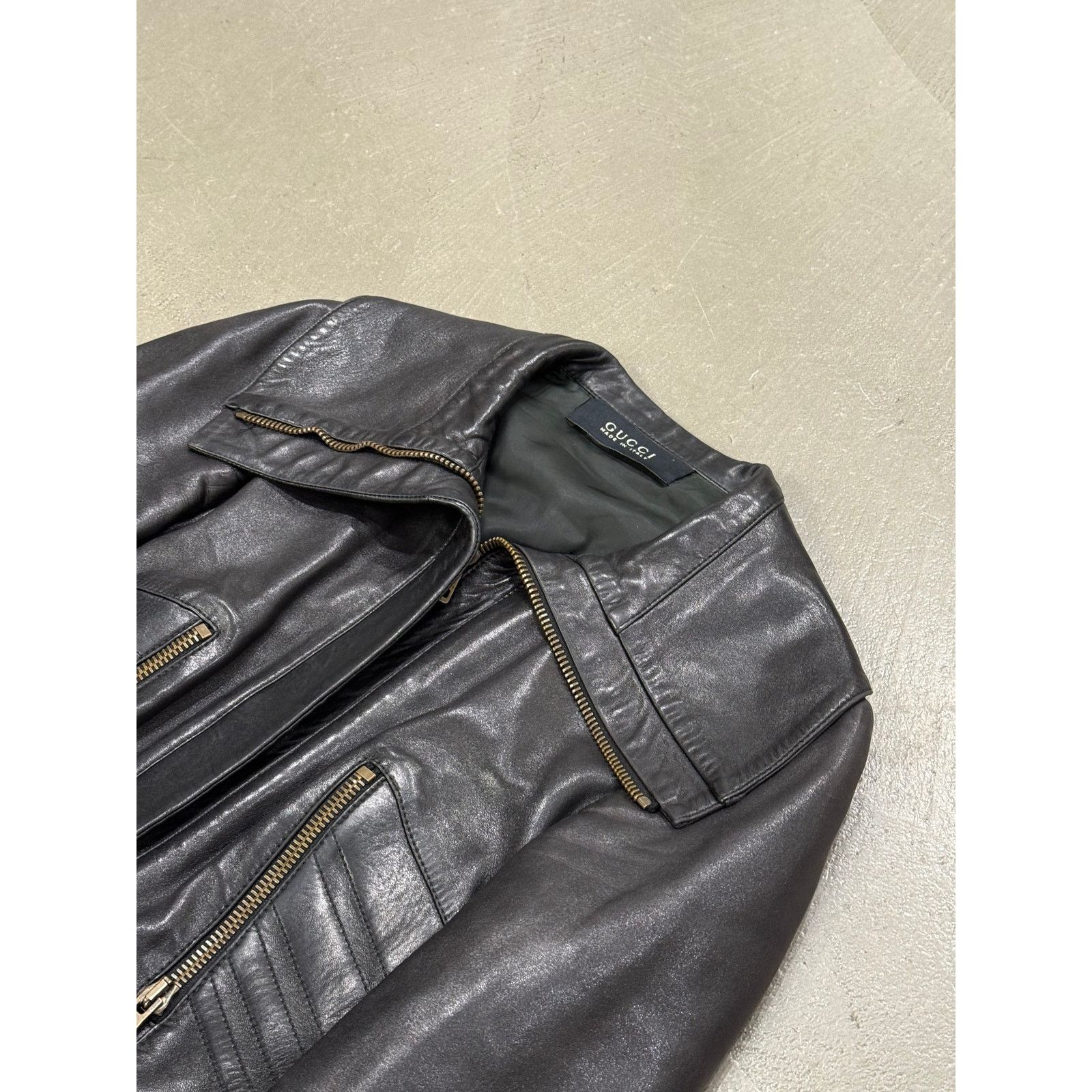 Gucci A/W2003 Gucci by tom Ford paneled moto leather jacket Size M / US 6-8 / IT 42-44 - 5 Thumbnail