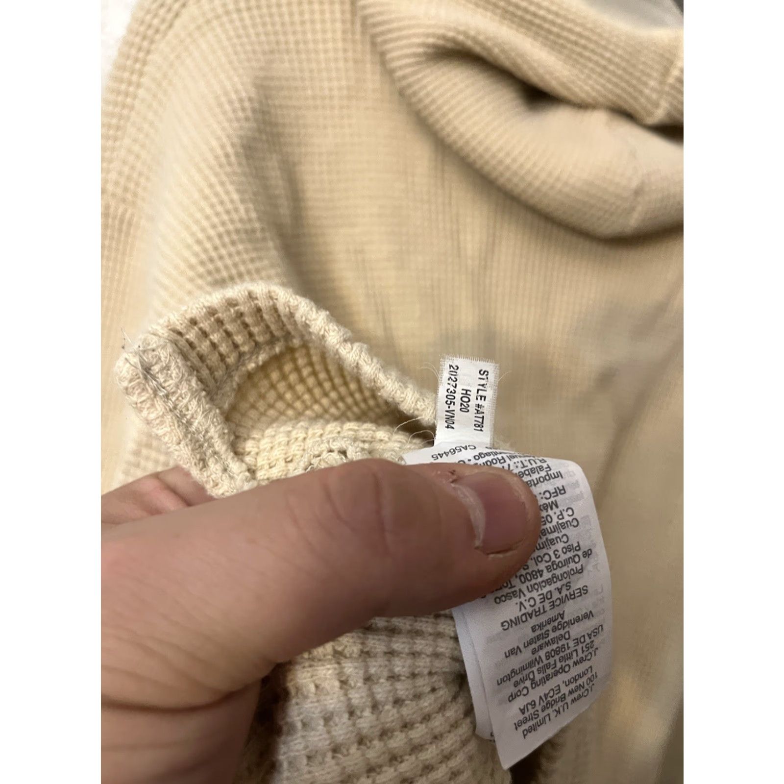J.Crew J. Crew Women's Pullover Hoodie Sweater Long Sleeve Beige Waffle Medium Womens Size M / US 6-8 / IT 42-44 - 4 Thumbnail