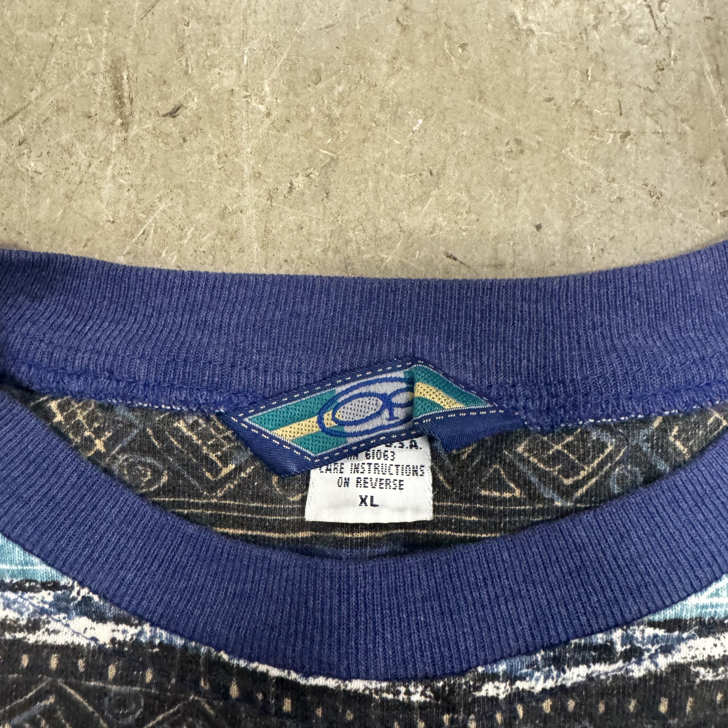 Ocean Pacific VTG 90s Ocean Pacific OP Geometric AOP Tom Tom Surf T Shirt Size US XL / EU 56 / 4 - 4 Thumbnail