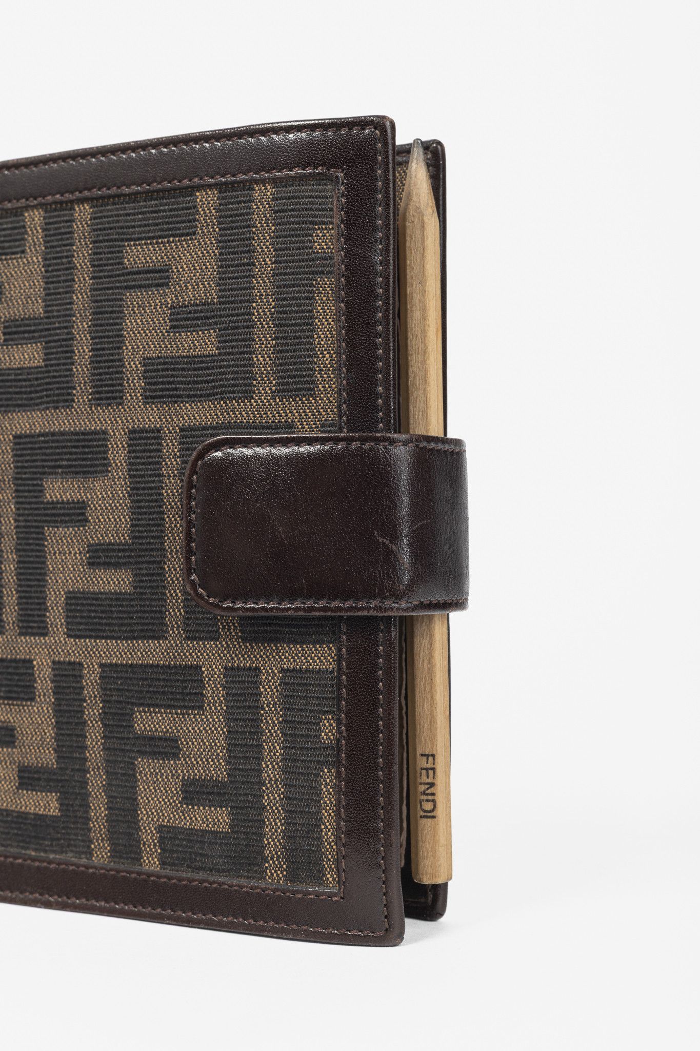 Fendi Fendi Brown Zucca Canvas Leather-Trim Agenda Cover Size ONE SIZE - 6 Thumbnail