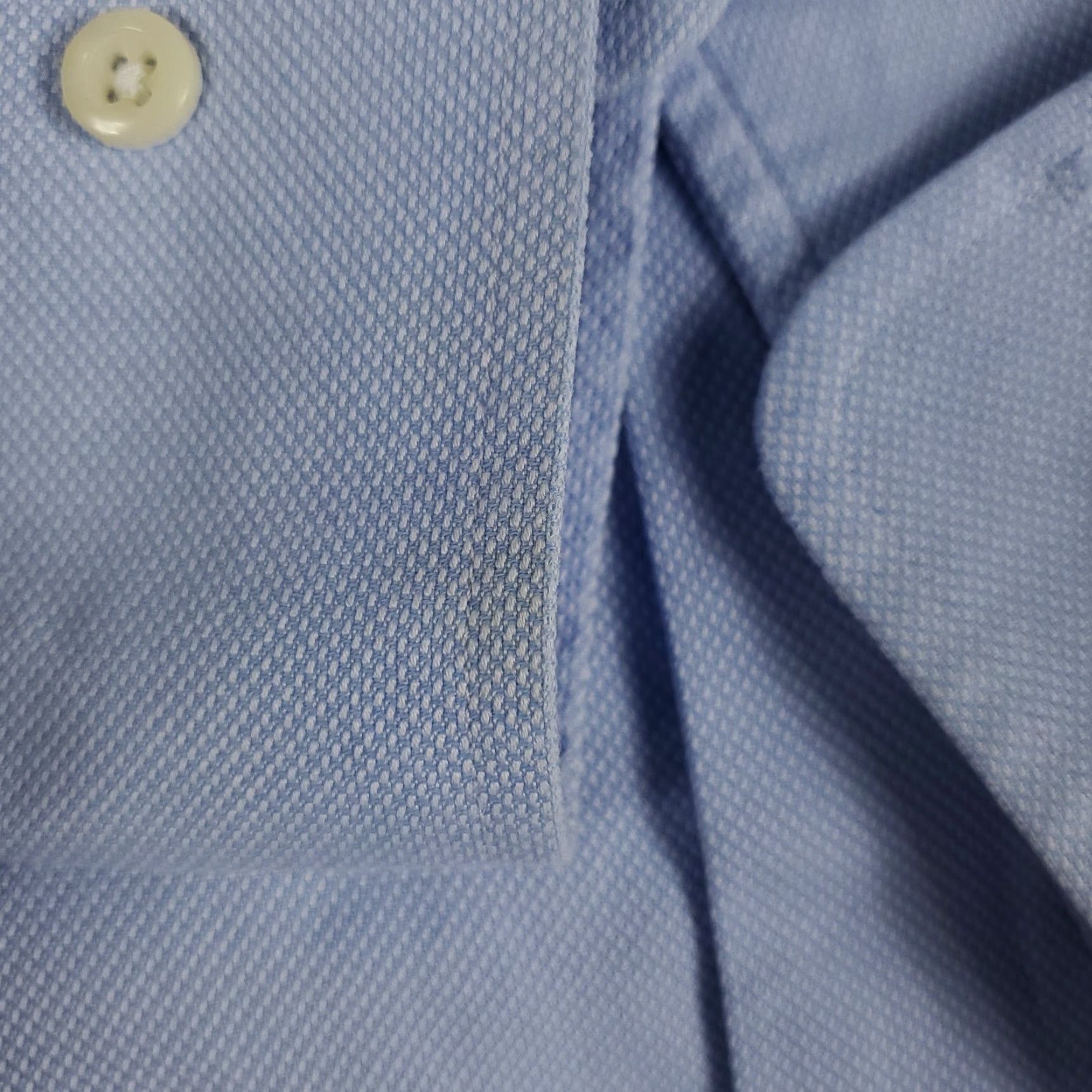 David Donahue David Donahue Dress Shirt Mens Size 17 Blue Solid Long Sleeve Button Up Modern Size 46R - 4 Thumbnail