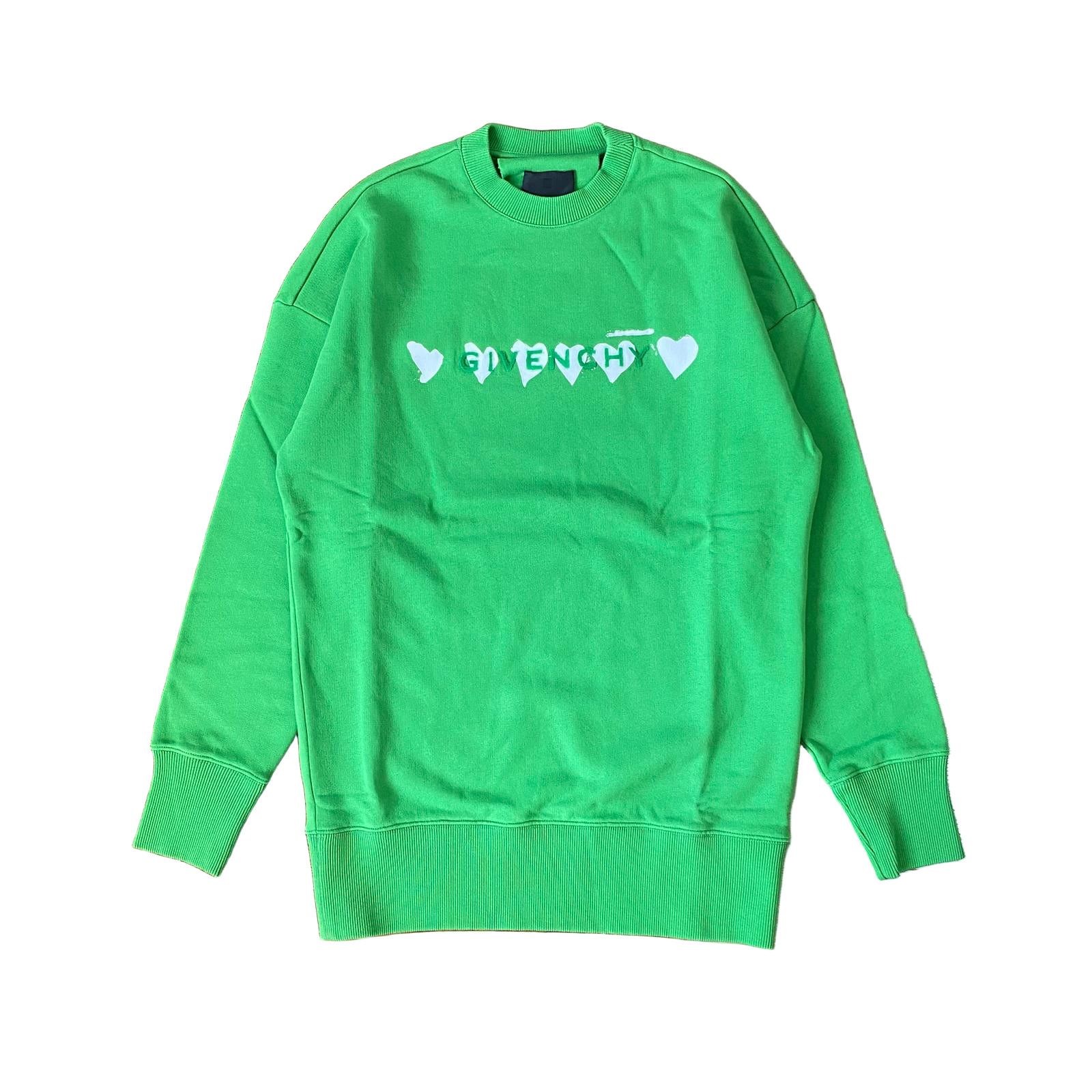 x Chito Green Heart Print Flocked Logo Oversized Sweatshirt