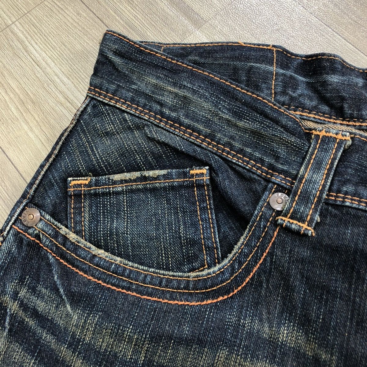 Edwin × If Six Was Nine × Japanese Brand 🇯🇵 2000s Edwin 503 Faded Lgb Goa Buckle Back Flared Jeans Size US 32 / EU 48 - 6 Thumbnail