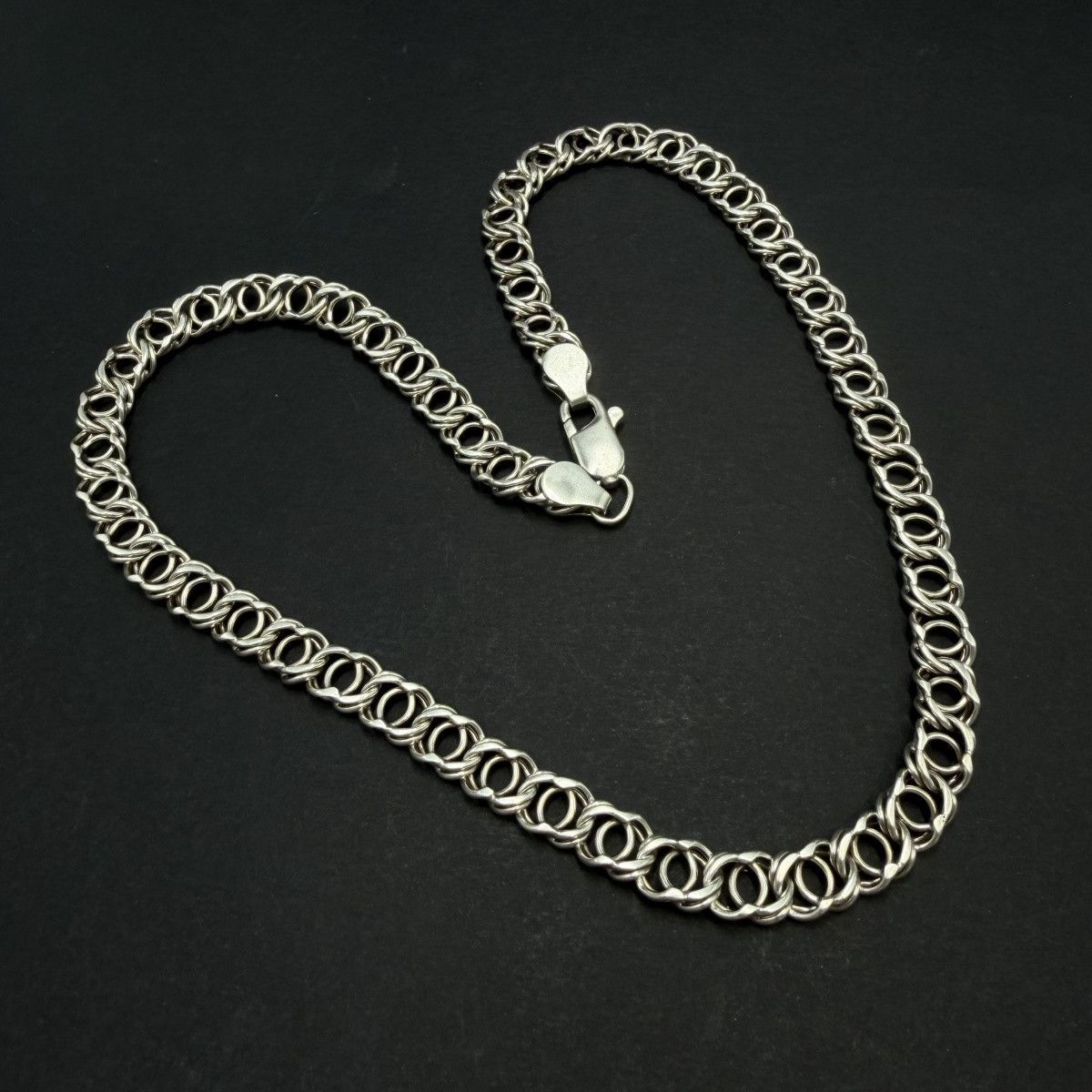 Sterling Silver Heavy 925 Sterling Silver Arabic Bismarck Chain Necklace Size ONE SIZE - 4 Thumbnail