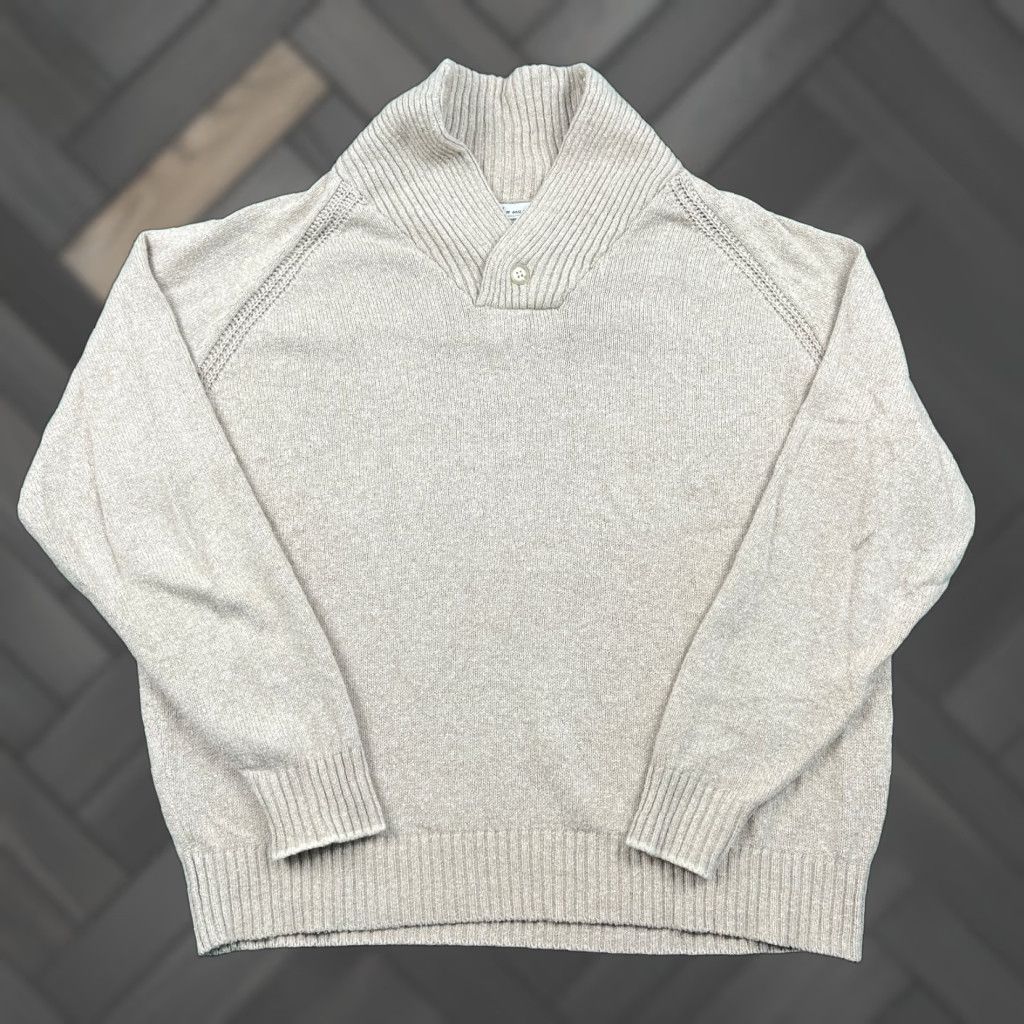 Peter Millar Peter Millar Mens Sweater XXL Beige Shawl Collar Cotton Silk Flax Viscose Preppy Size US XXL / EU 58 / 5 - 1 Thumbnail