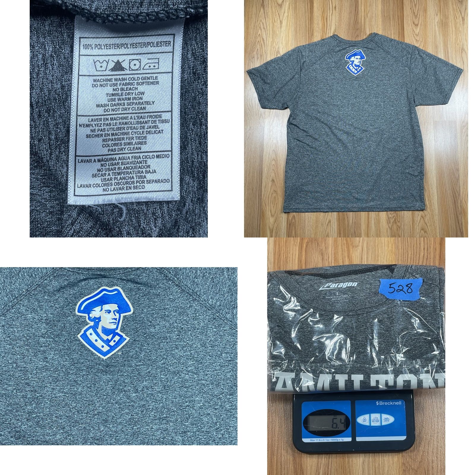 Vintage Paragon Hamilton Basketball Crew Neck T-shirt Mens Size L 100% Polyester Gray Size US L / EU 52-54 / 3 - 8 Thumbnail