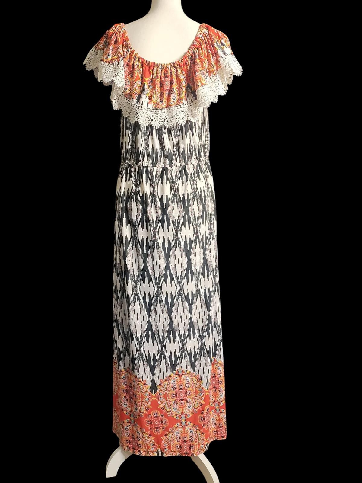 Unknown London Me 2 Magic Bohemian Off-Shoulder Maxi Dress with Lace Detail Size XL / US 12-14 / IT 48-50 - 6 Thumbnail