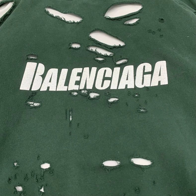 Balenciaga Balenciaga Green Ripped Old Sabotage Hoodie Hoodie Size US XS / EU 42 / 0 - 8 Thumbnail