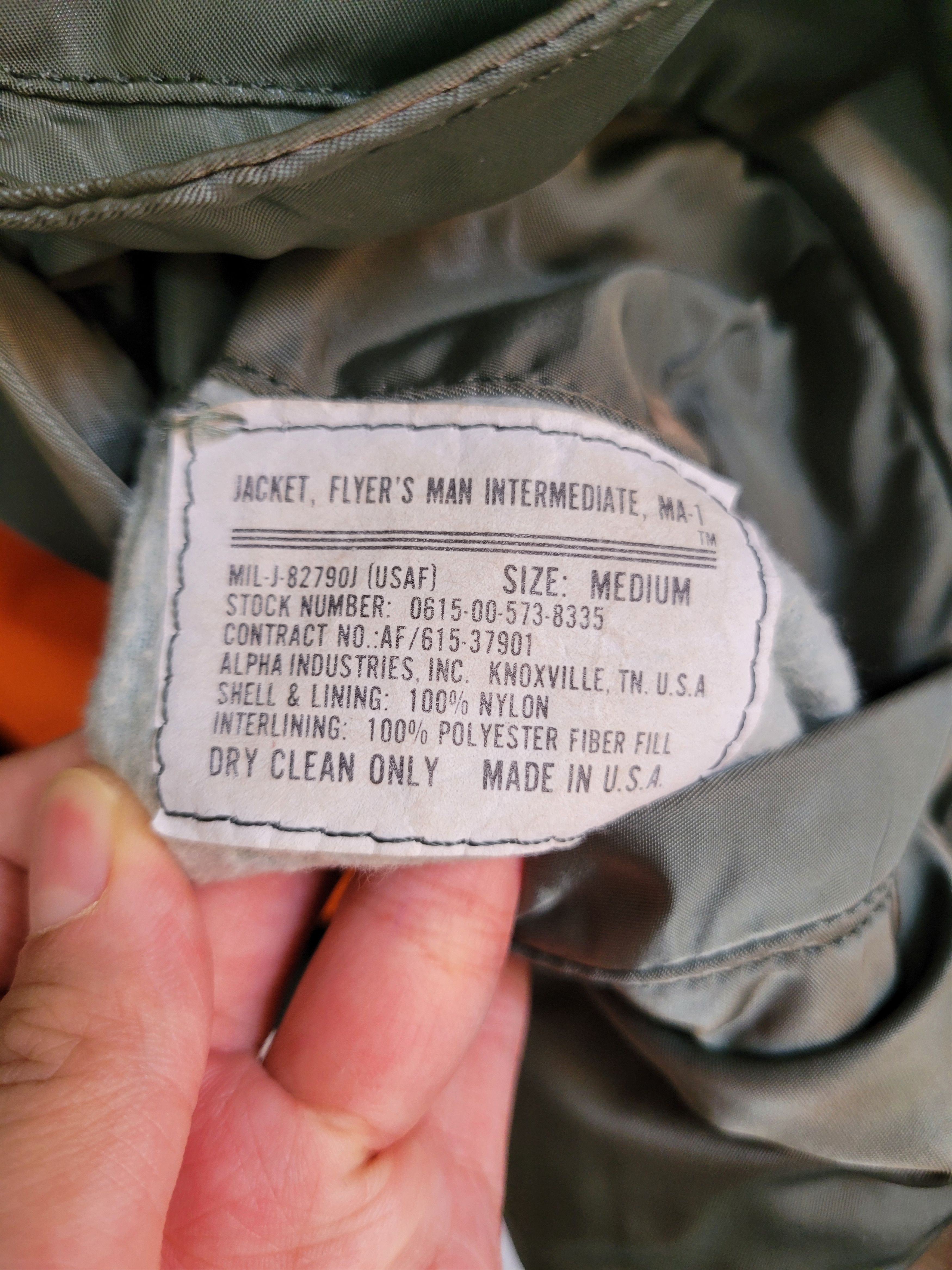 VINTAGE 90s ALPHA MA-1 BOMBER JACKET MADE IN USA