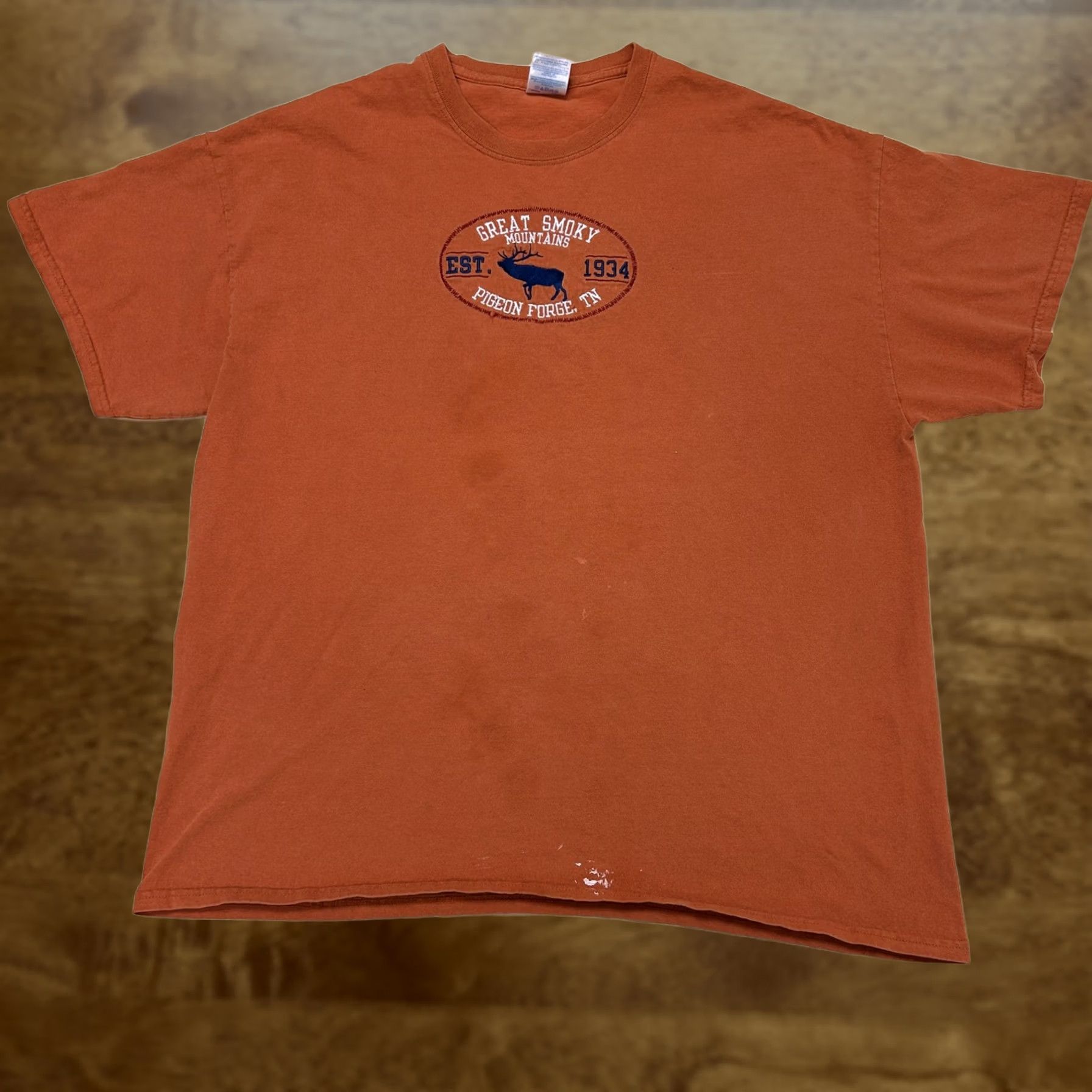 Gildan VINTAGE Y2K Great Smoky Mountains Gildan Shirt Mens XL Orange Pigeon Forge Tee T-Shirt Size US XL / EU 56 / 4 - 1 Thumbnail