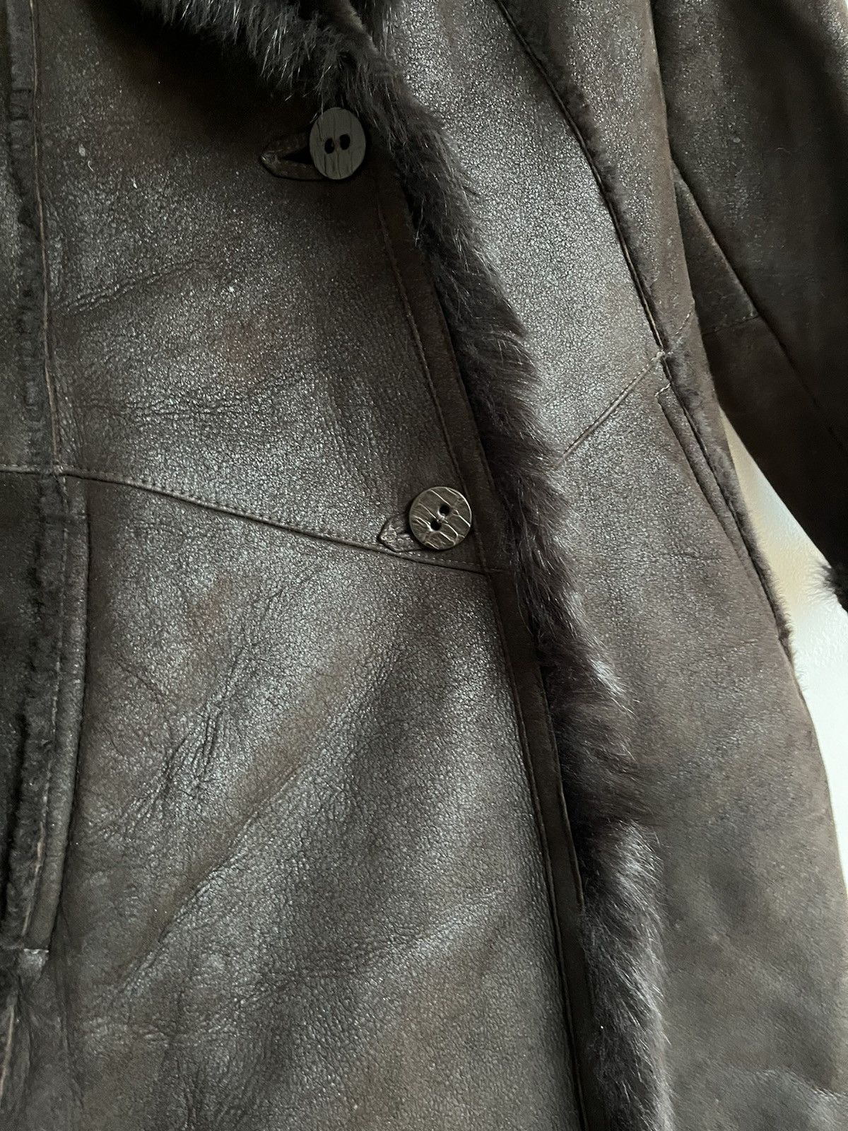 Genuine Leather × Other Dark Brown Womens Lightweight Spanish Shearling Coat S Size S / US 4 / IT 40 - 3 Thumbnail