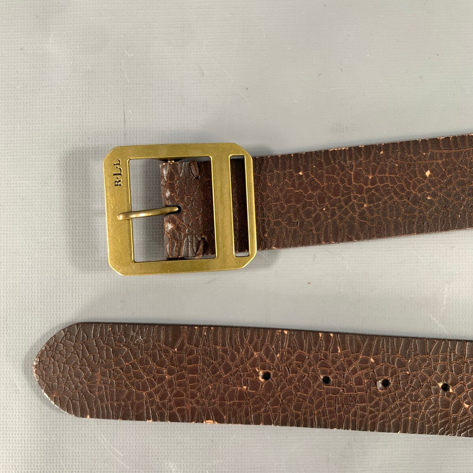 Ralph Lauren LAUREN by RALPH LAUREN Size M Brown Crackled Leather Belt Size 36 - 9 Thumbnail
