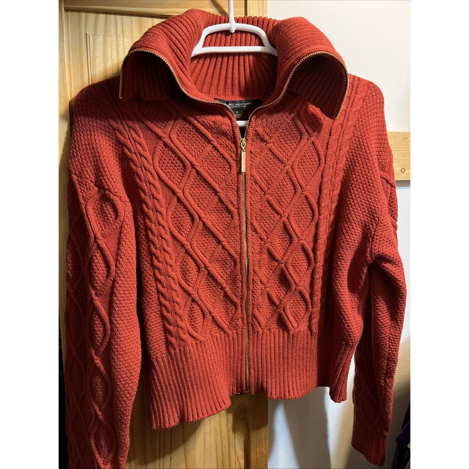 Andrew Marc Andrew Marc New York Women’s S Zip Cowl Neck Sweater Orange Size S / US 4 / IT 40 - 2 Thumbnail