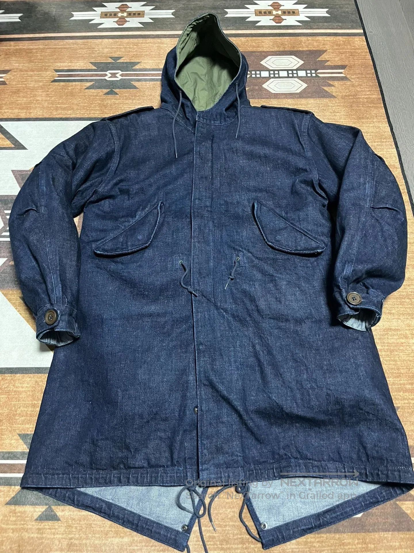 Gimo's GIZEMO M1951 Denim Parka Long Coat. Size US S / EU 44-46 / 1 - 2 Thumbnail