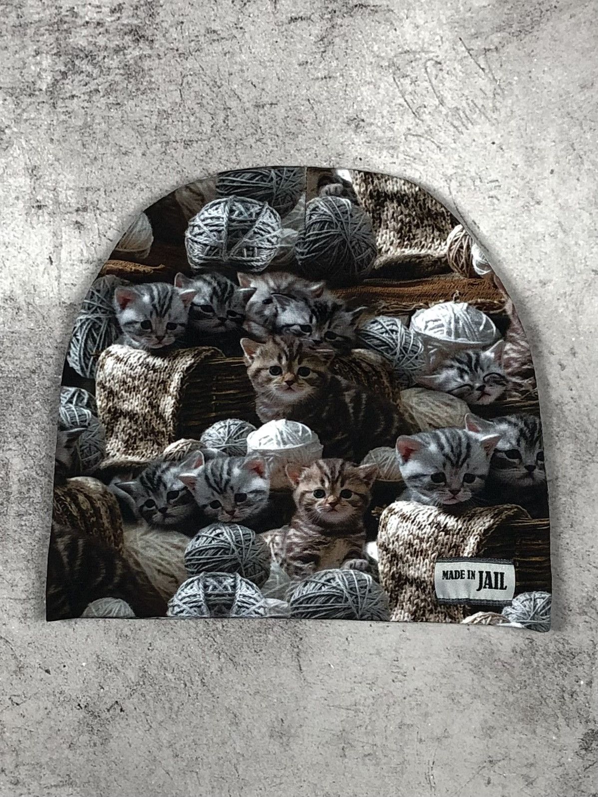 Vintage Made In Jail Kittens Beanie Hat AOP Krimprod Sweden Prison Size ONE SIZE - 1 Thumbnail