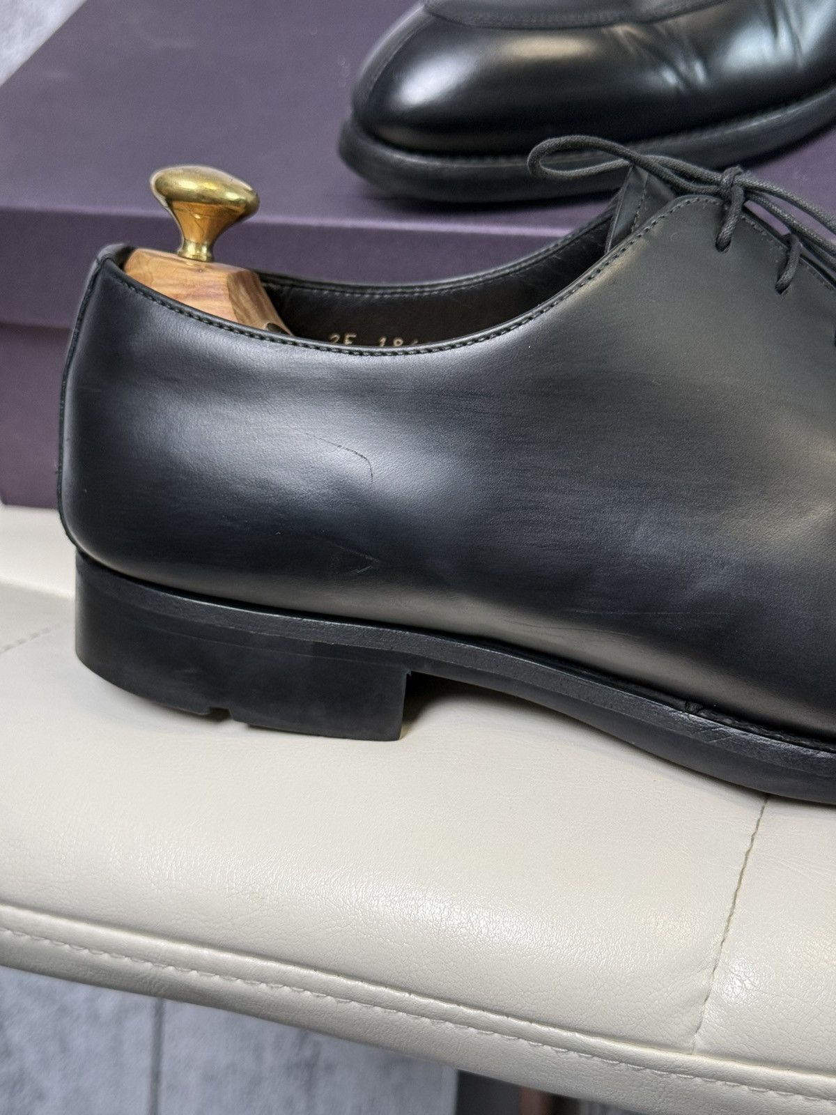 Prada Prada Black Leather Apron Toe Derby Men’s Dress Shoes Italy Size US 11 / EU 44 - 11 Thumbnail