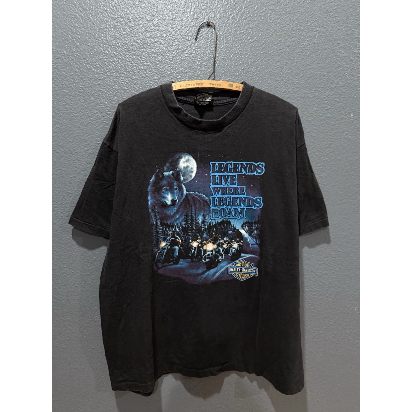 Harley Davidson VINTAGE Harley-Davidson T-Shirt XL Black 90s Wolf Legends Motorcycles Mens Shirt Size US XL / EU 56 / 4 - 3 Thumbnail