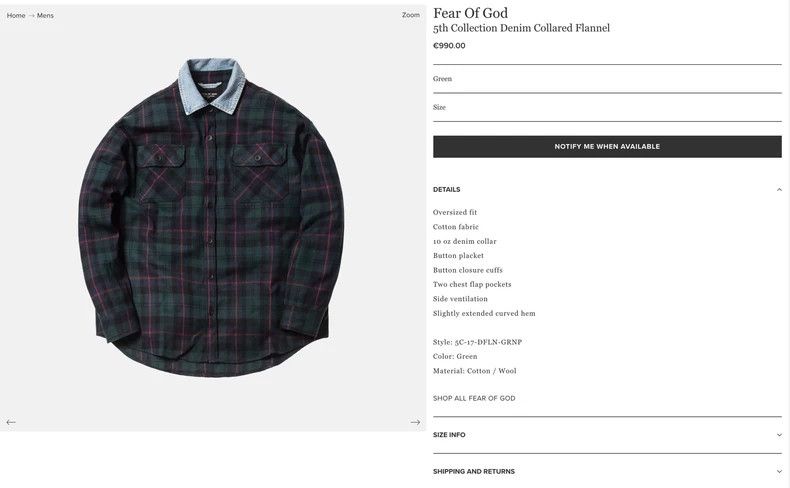 Fear of God Fear of God Green checkered denim collar shirt Size US M / EU 48-50 / 2 - 4 Thumbnail