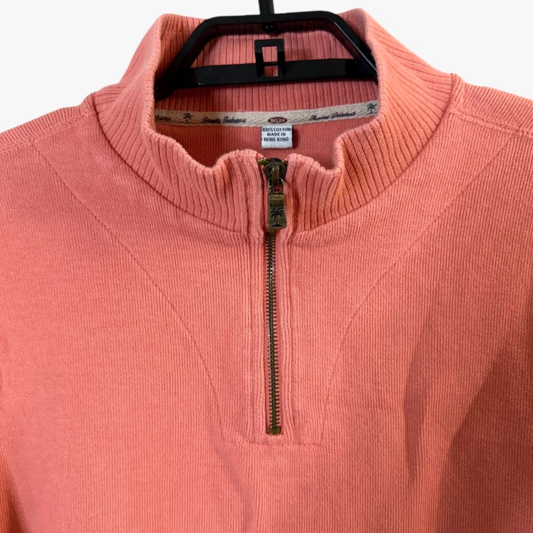 Tommy Bahama Tommy Bahama Sweater Women’s XL Orange 100% Cotton Knit Quarter-Zip Pullover Size XL / US 12-14 / IT 48-50 - 4 Thumbnail
