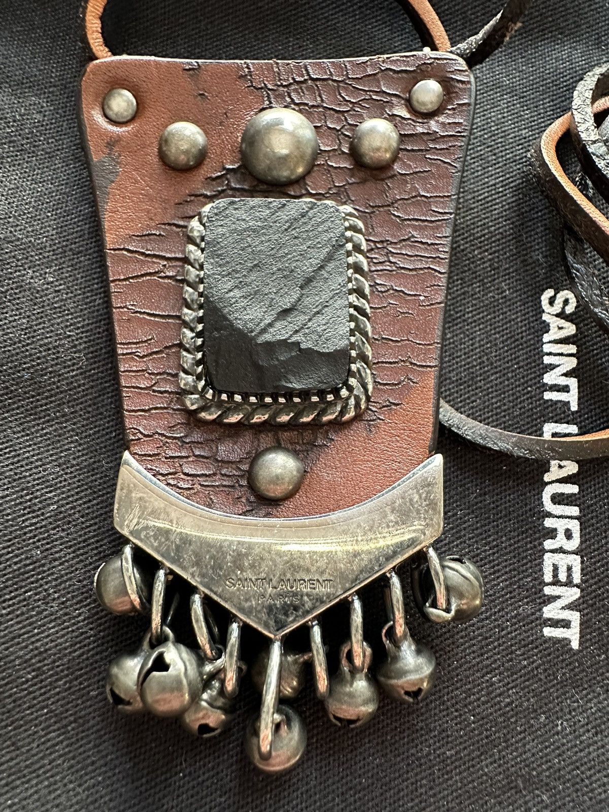 Saint Laurent Paris Saint Laurent ss15 psych rock leather/stone/metal necklace Size ONE SIZE - 3 Thumbnail