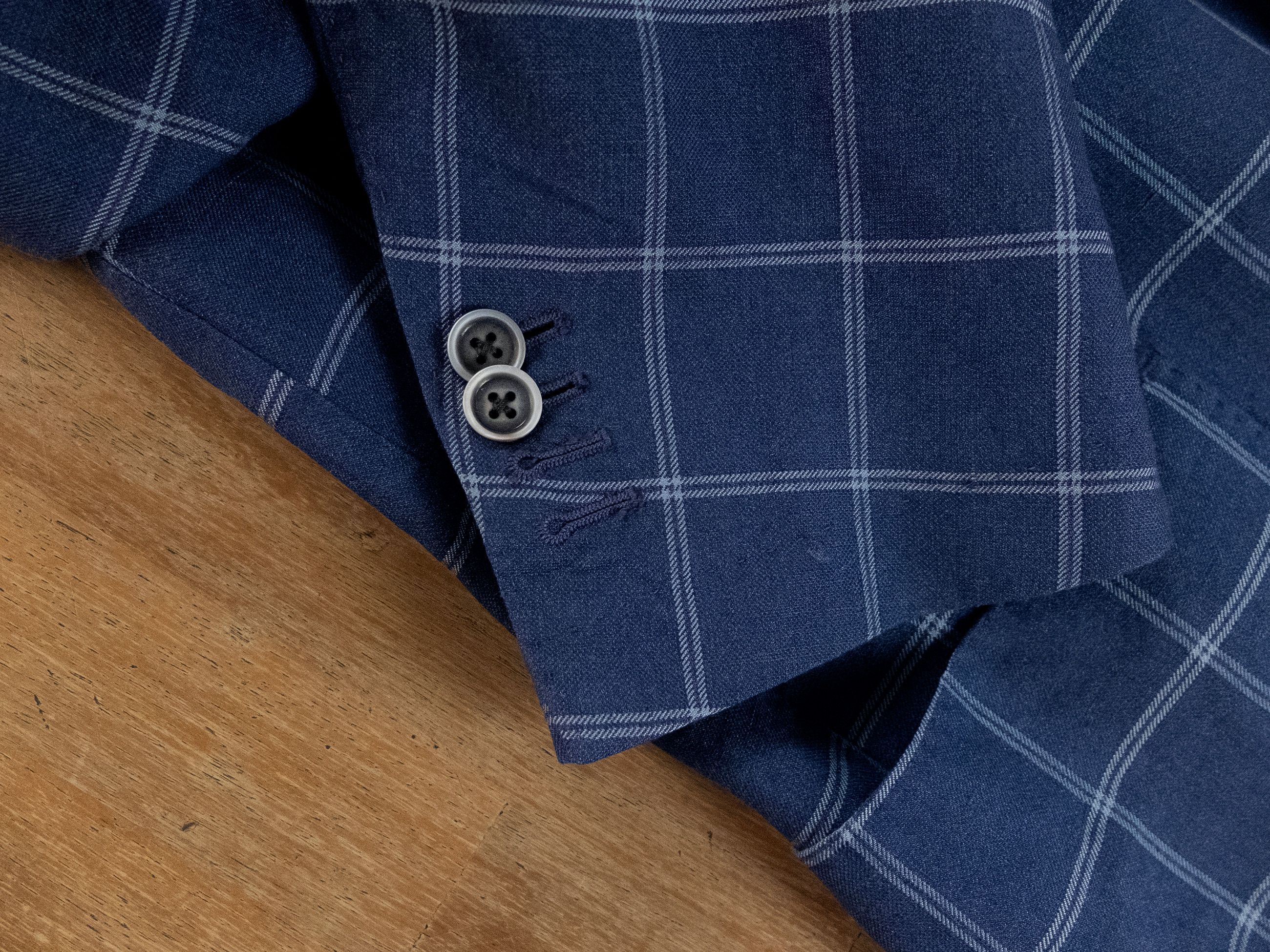Corneliani CORNELIANI ID blue windowpane linen wool silk sportcoat 40 Size 40R - 5 Thumbnail