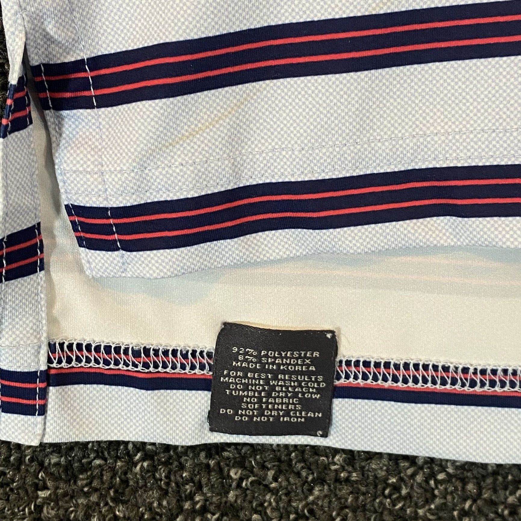 Vintage VINTAGE Turtleson Polo Shirt Golf Mens Large Blue White Red Striped Performance Size US L / EU 52-54 / 3 - 5 Thumbnail