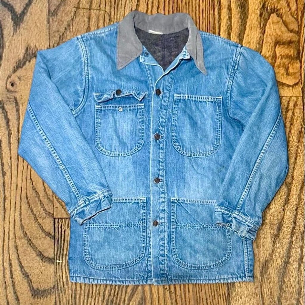 Vintage 60’s Blanket Lined Blue Denim Collared Chore Coat