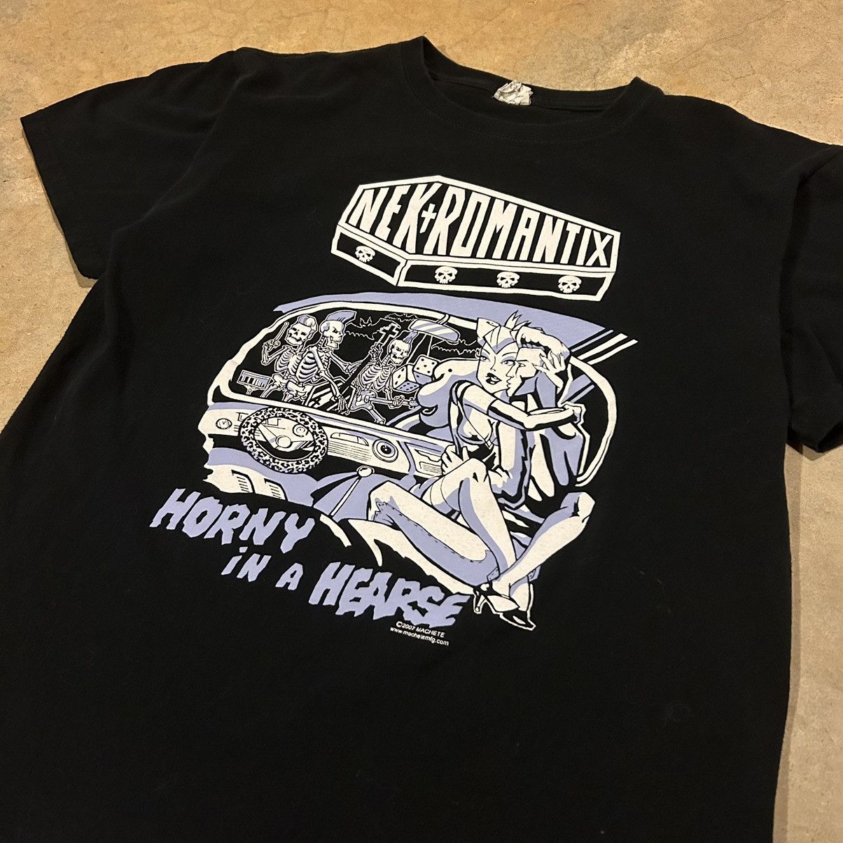 Band Tees × Vintage Crazy Vintage Y2K Nekromantix Horny in a Hearse Band Tee Size US M / EU 48-50 / 2 - 2 Thumbnail
