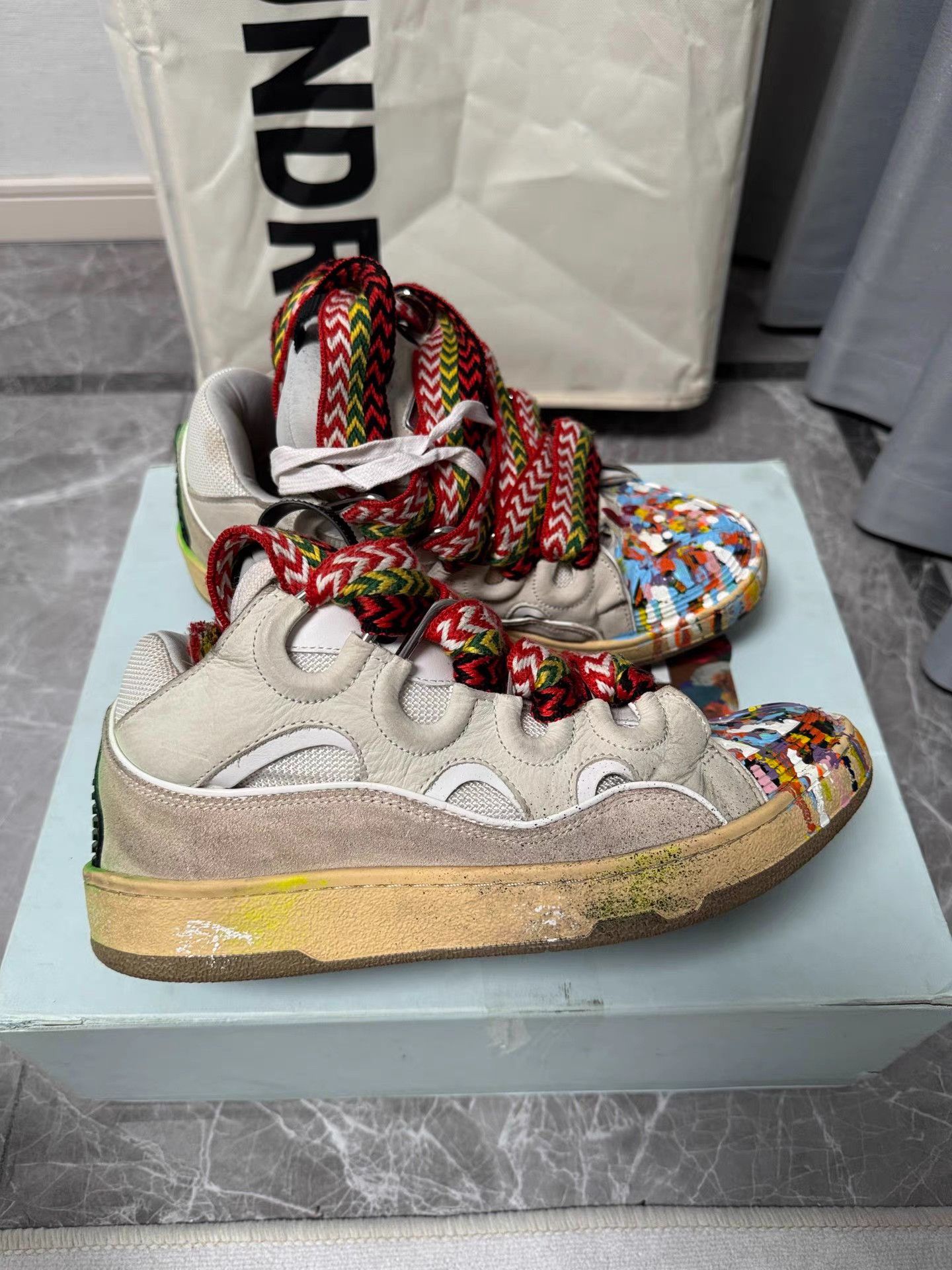 Lanvin Lanvin Curb Paint Splatter Sneakers K6 Size US 8 / EU 41 - 1 Thumbnail
