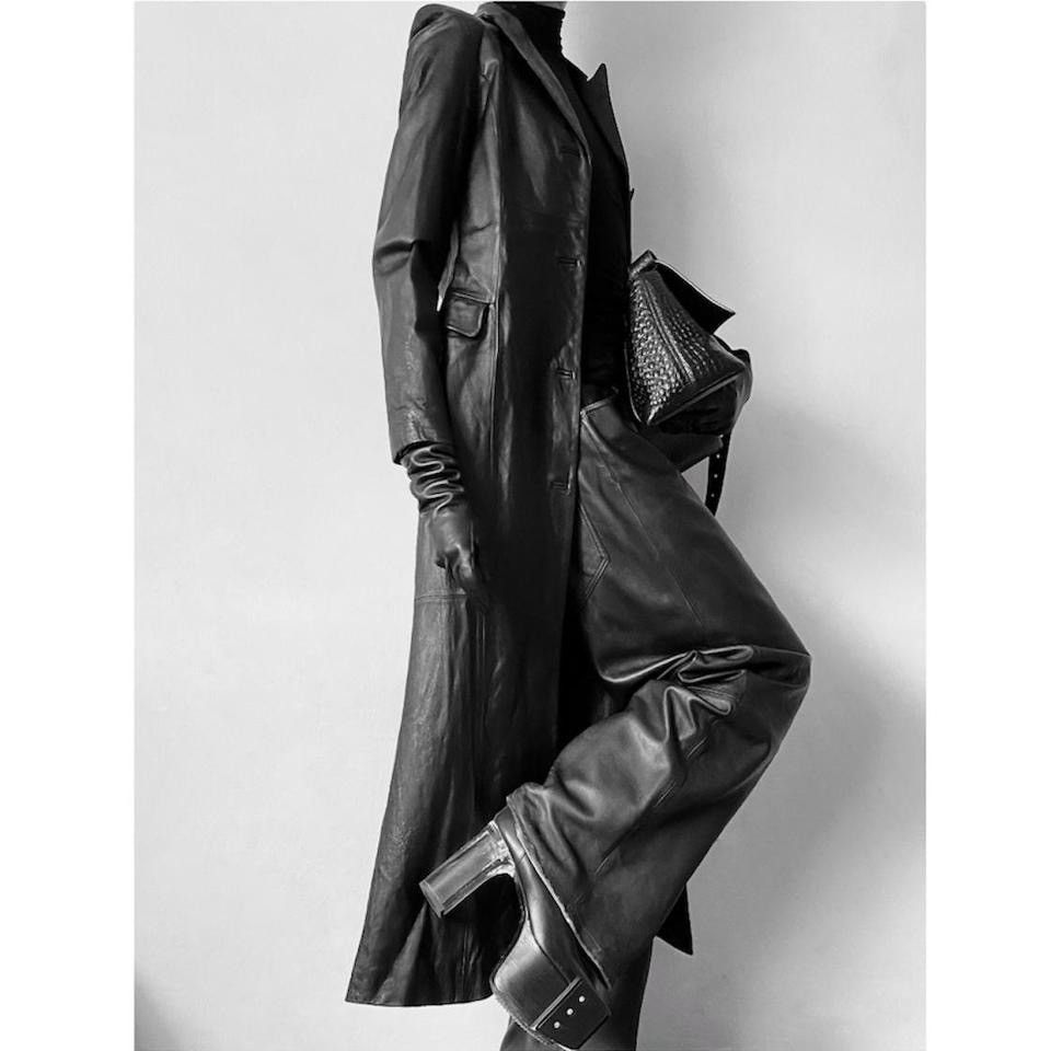 Vintage Super long Avant Garde Matrix leather maxi coat Size S / US 4 / IT 40 - 2 Thumbnail