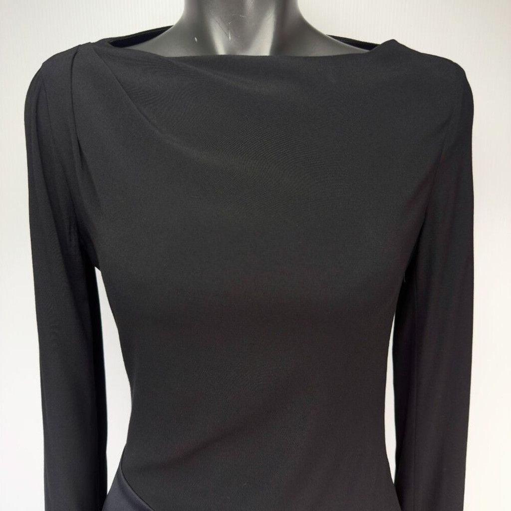 Vanessa Bruno VANESSA BRUNO Draped Sheath Satin Band Black Midi Dress 38 Size M / US 6-8 / IT 42-44 - 3 Thumbnail