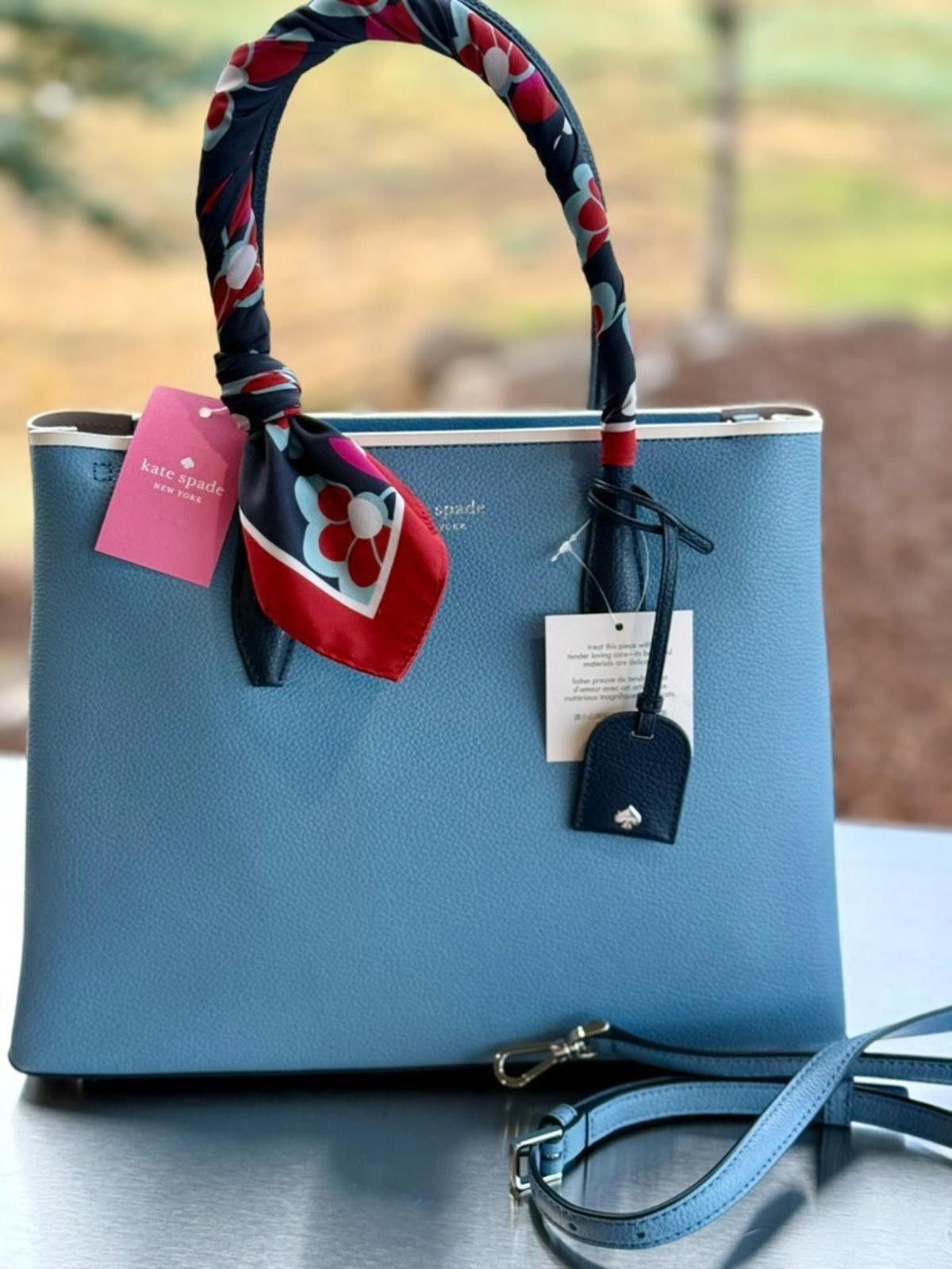 Other NWT/HTF Kate Spade Leather Eva Scarf Handle Med Baltic Sea Size ONE SIZE - 1 Thumbnail
