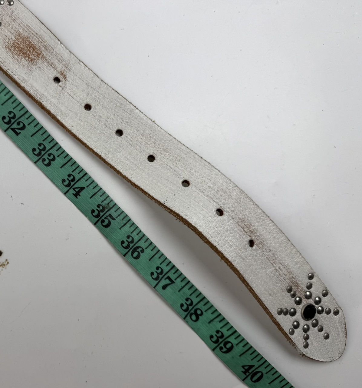 Japanese Brand rare design studded leather belt tc46 Size 36 - 6 Thumbnail