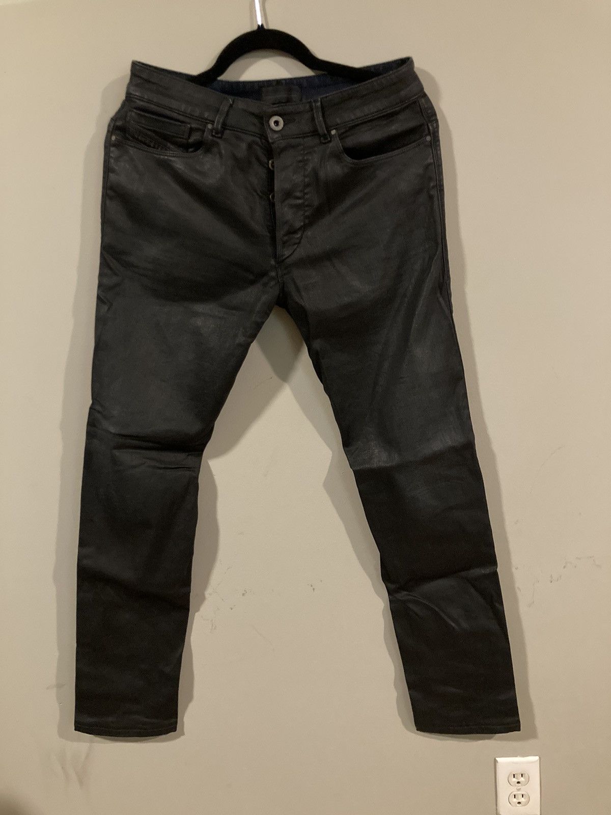 Image of Diesel Black Gold Diesel Black Leather Pants, Men's (Size 30)