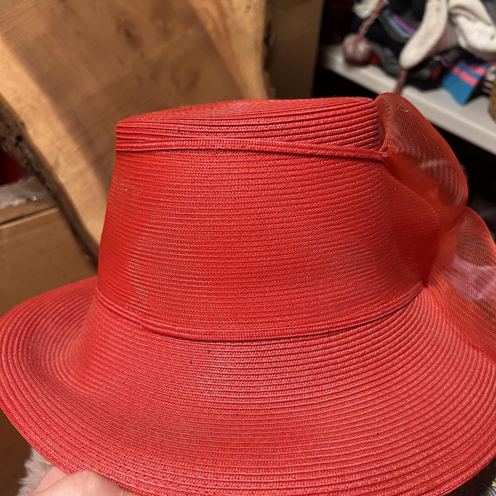Unknown London Red Women's Decorative Hat with Flower Accent Size ONE SIZE - 1 Thumbnail