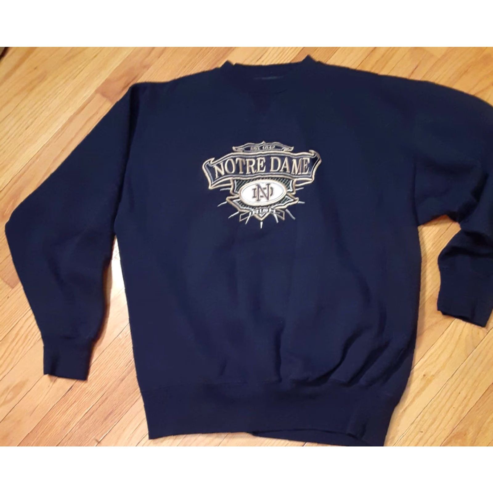 Vintage VINTAGE Notre Dame University Sweatshirt XL Blue by Midwest Embroidery Heavyweight Pullover Men Sweatshirt L Size US XL / EU 56 / 4 - 2 Thumbnail