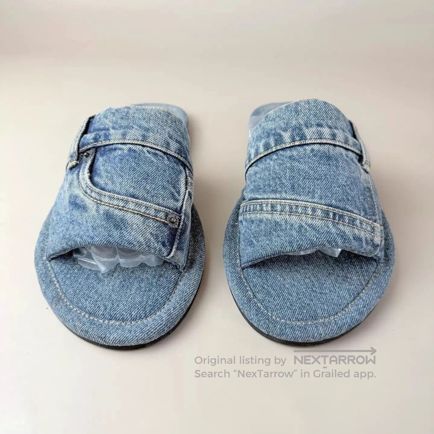 Balenciaga Blue Denim Slip-On Sandals Size 9. Size US 9 / EU 42 - 2 Thumbnail