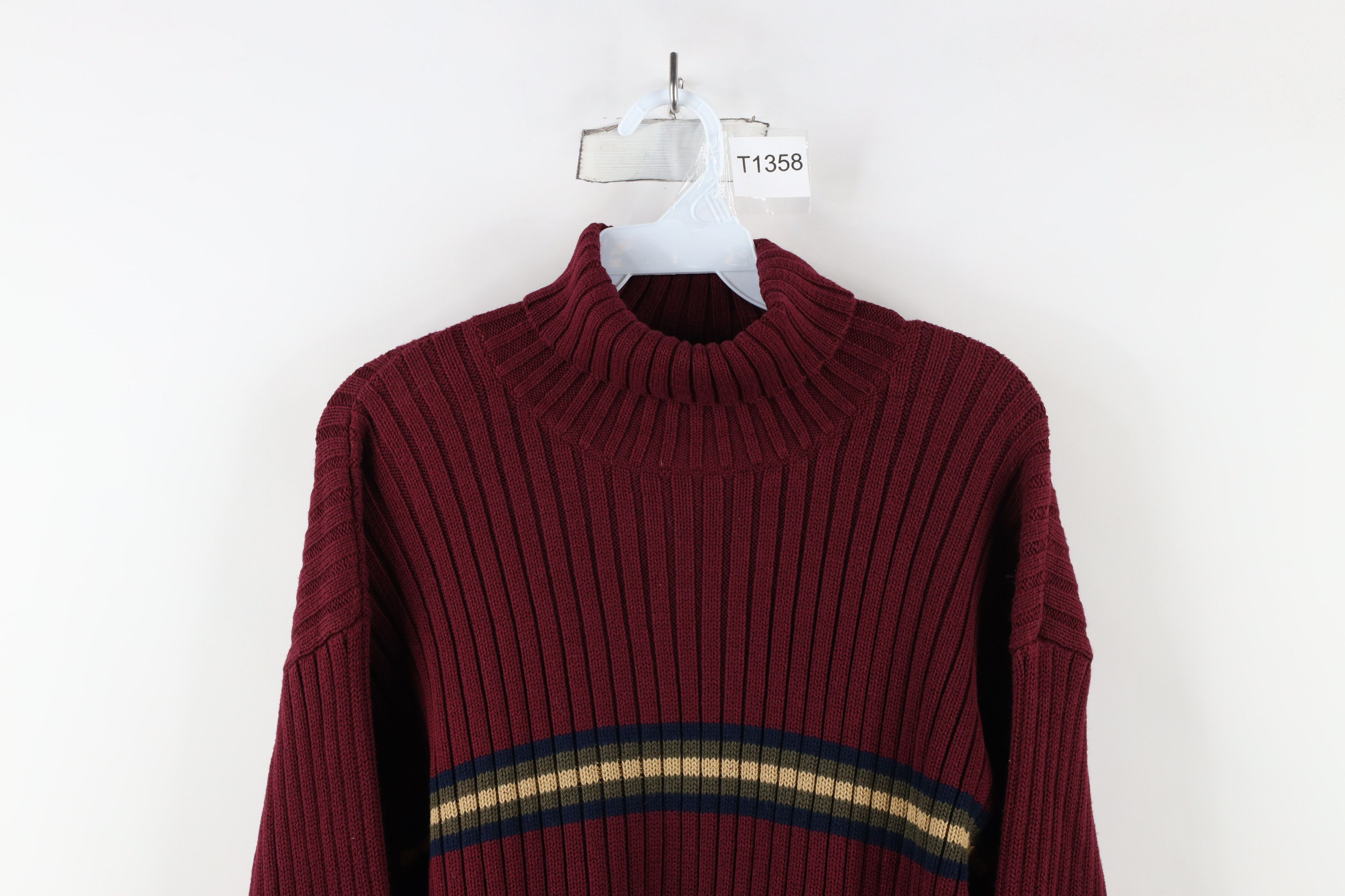 Vintage Vintage 90s Streetwear Chunky Ribbed Knit Turtleneck Sweater Size US XL / EU 56 / 4 - 2 Thumbnail