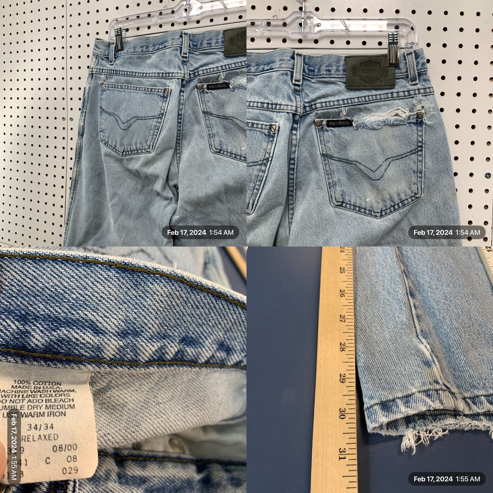 Harley Davidson VINTAGE Harley-Davidson Blue Denim Jeans Mens Regular Fit 32x30 Distressed USA Size US 32 / EU 48 - 8 Thumbnail