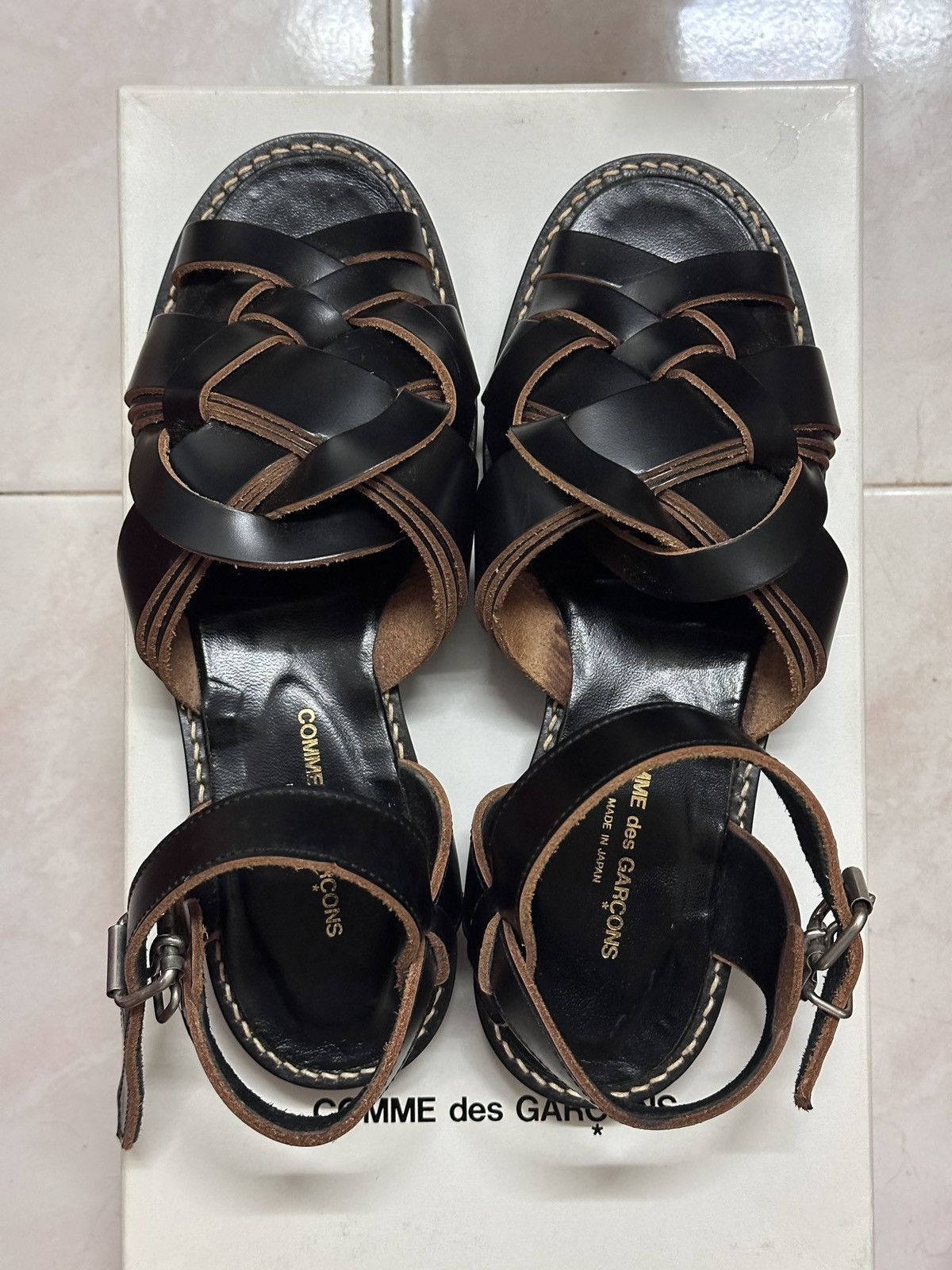 Comme des Garcons Comme des Garçons black woven leather sandals Size US 7 / IT 37 - 1 Thumbnail