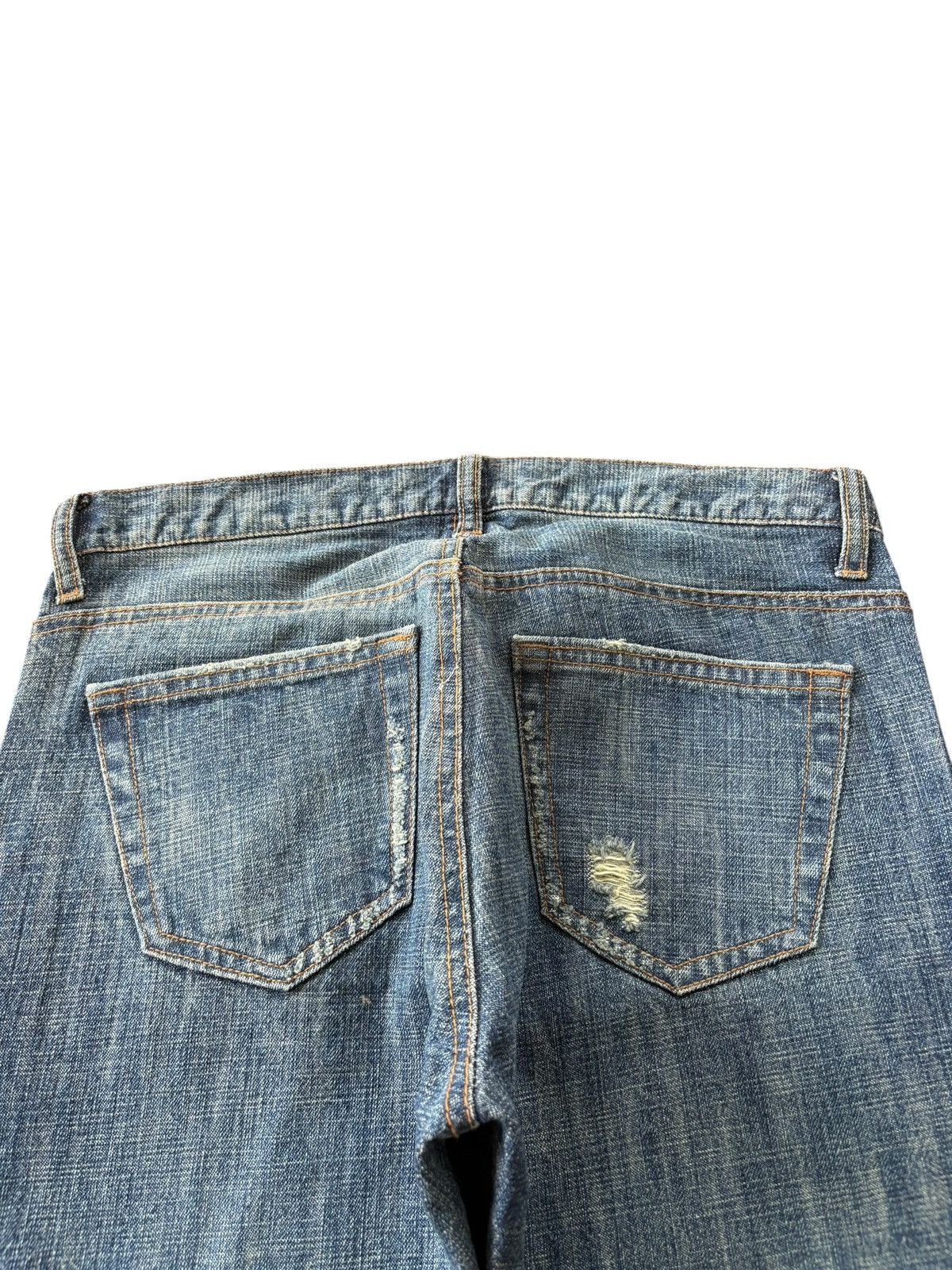 Yasuyuki Ishii Vintage Japanese Brand Blue Wash Distress Flare Jeans Size 30" / US 8 / IT 44 - 8 Thumbnail