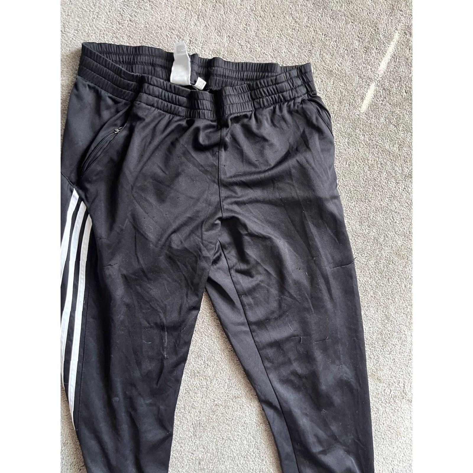 Adidas adidas Sweatpants Pants Mens L Black Stretch Ankle Zip Drawstring Pockets Regular City Outdoor Size US 33 - 2 Thumbnail