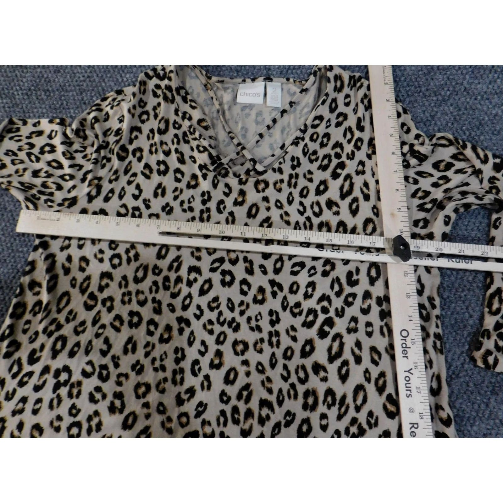Vintage Chico's Blouse Womens 2 Petite Animal Print Leopard Long Sleeve Lightweight Top Size XS / US 0-2 / IT 36-38 - 7 Thumbnail