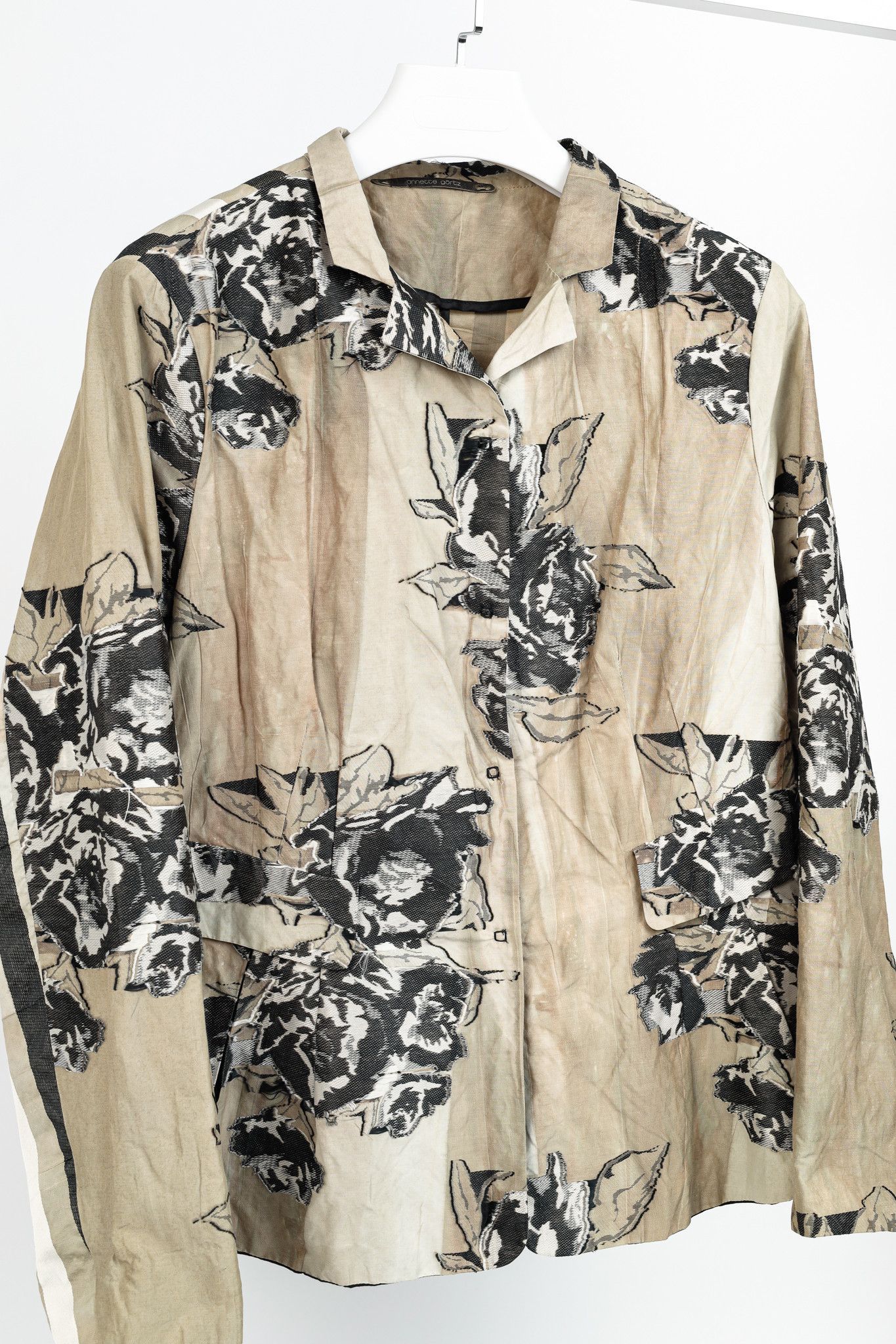 Annette Gortz Annette Gortz SS/17 Minda Taupe Floral-Jacquard Blazer Size XL / US 12-14 / IT 48-50 - 4 Thumbnail