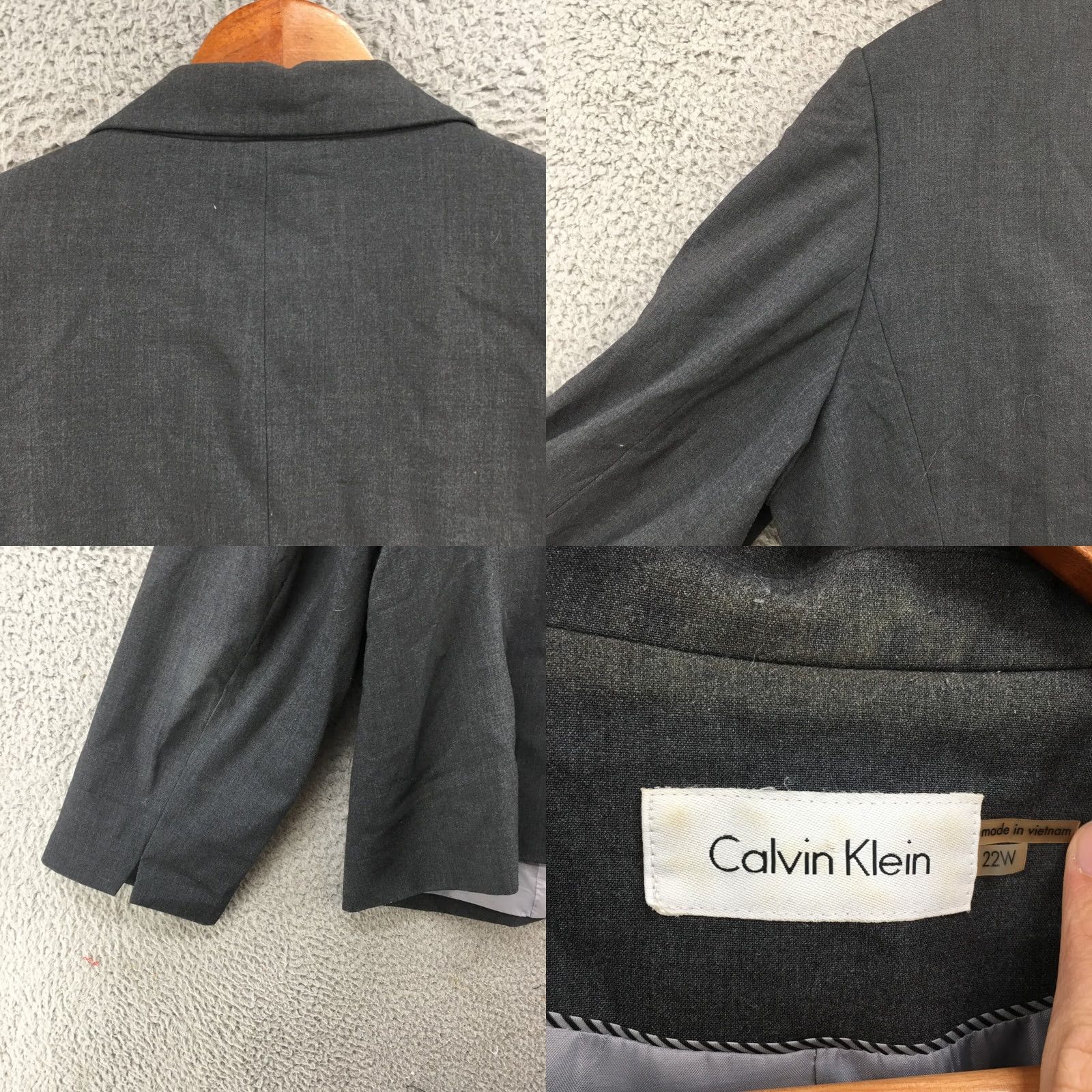 Calvin Klein Calvin Klein Blazer Womens 22W Grey Single-Breasted Collared Long Sleeve Sport Coat Jacket Size 3XL / US 20-22 - 9 Thumbnail