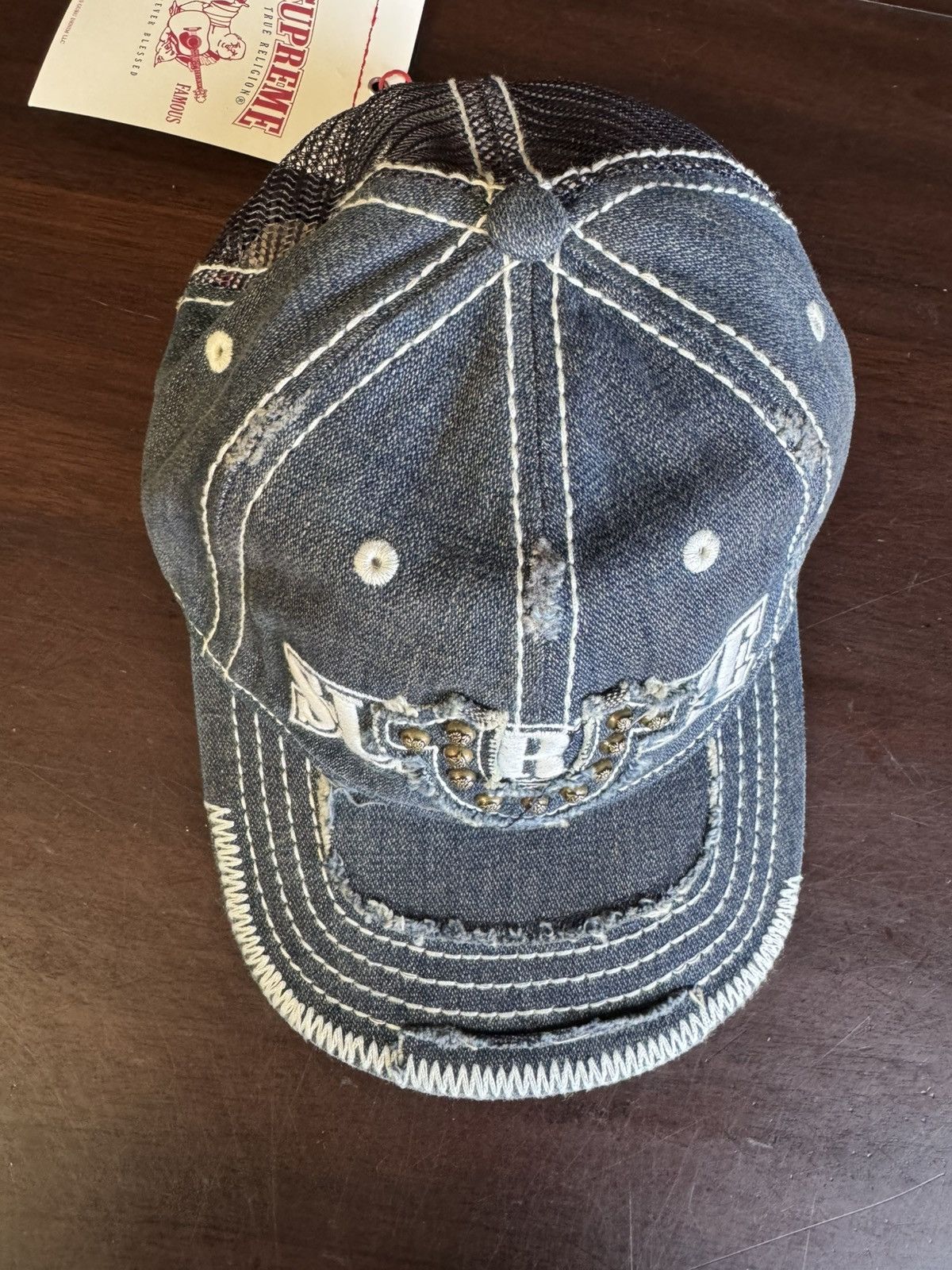 Supreme True Religion Denim Trucker 6 Panel Hat Dirty Indigo
