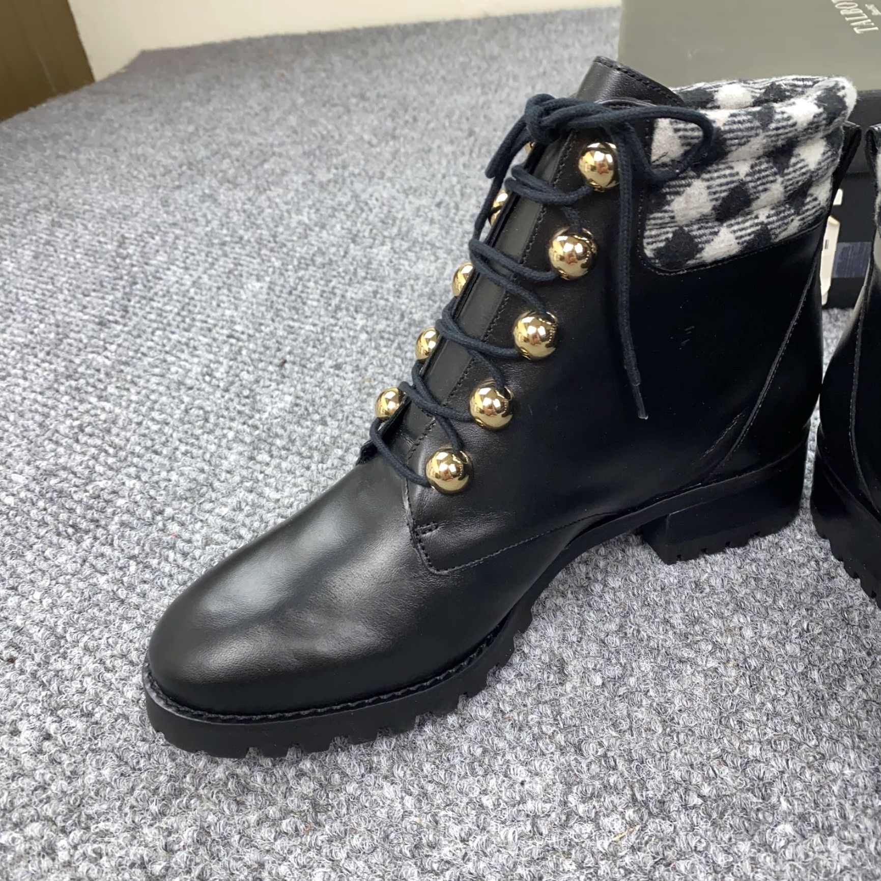 Talbots Talbots Boots Womens 7 Black Leather Combat Ankle Lug Sole Tish Metal Size US 7 / IT 37 - 6 Thumbnail