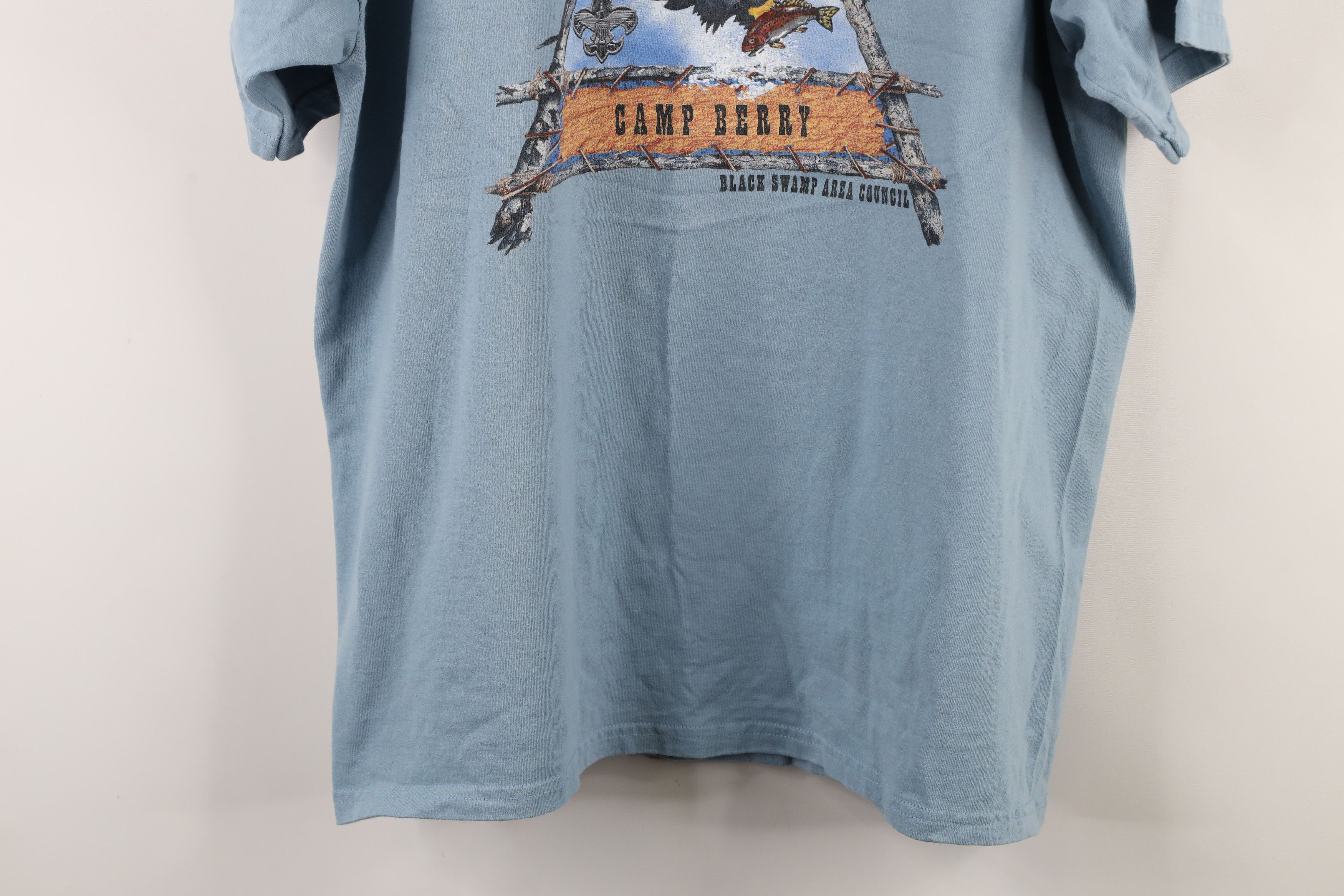 Vintage Vintage 90s Scouts of America Camp Berry Eagle T-Shirt Blue Size US XL / EU 56 / 4 - 12 Thumbnail