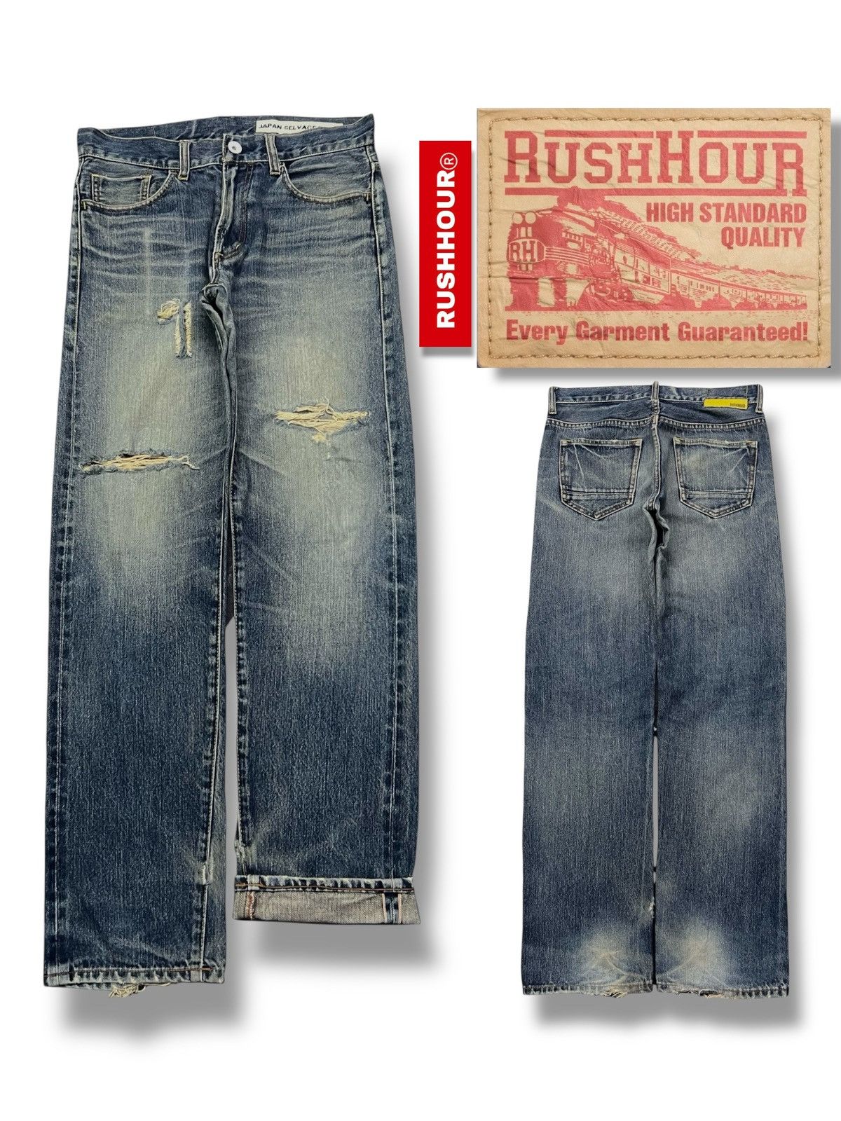 Japanese Brand RUSH HOUR RH-0007 Japanese Selvedge Denim | Heavy Vintage Size US 32 / EU 48 - 1 Thumbnail