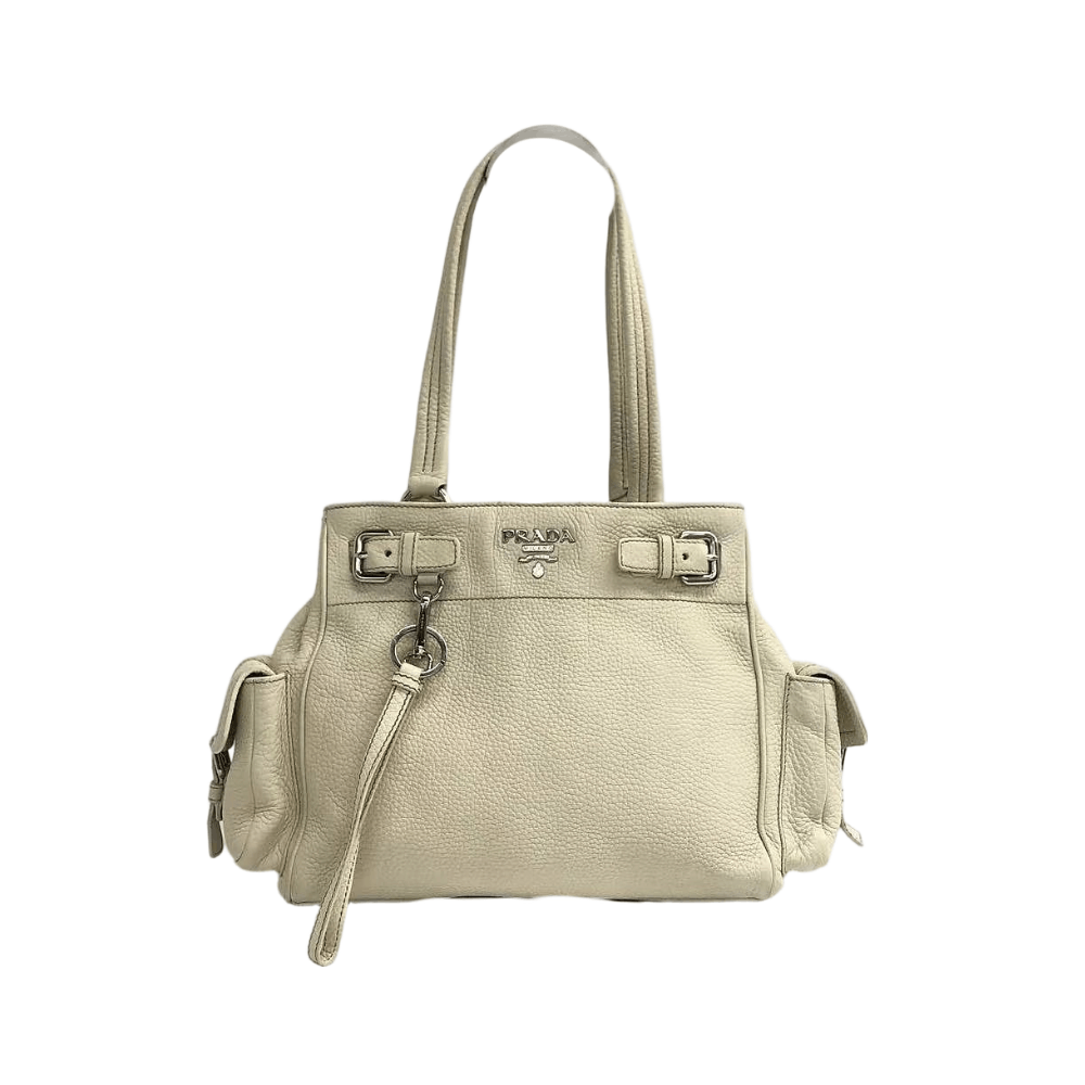 Prada Prada Pebble Leather Logo Handle Bag Size ONE SIZE - 1 Thumbnail